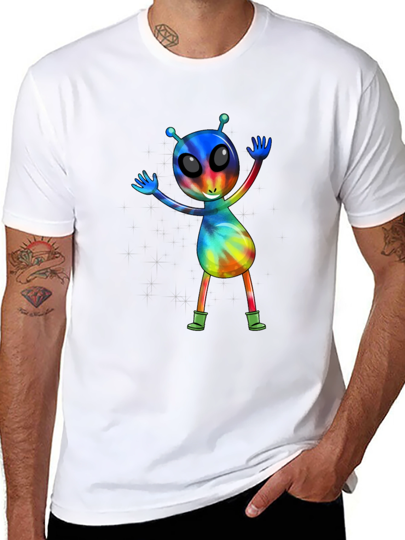 Tie-Dye Alien Graphic T-Shirt