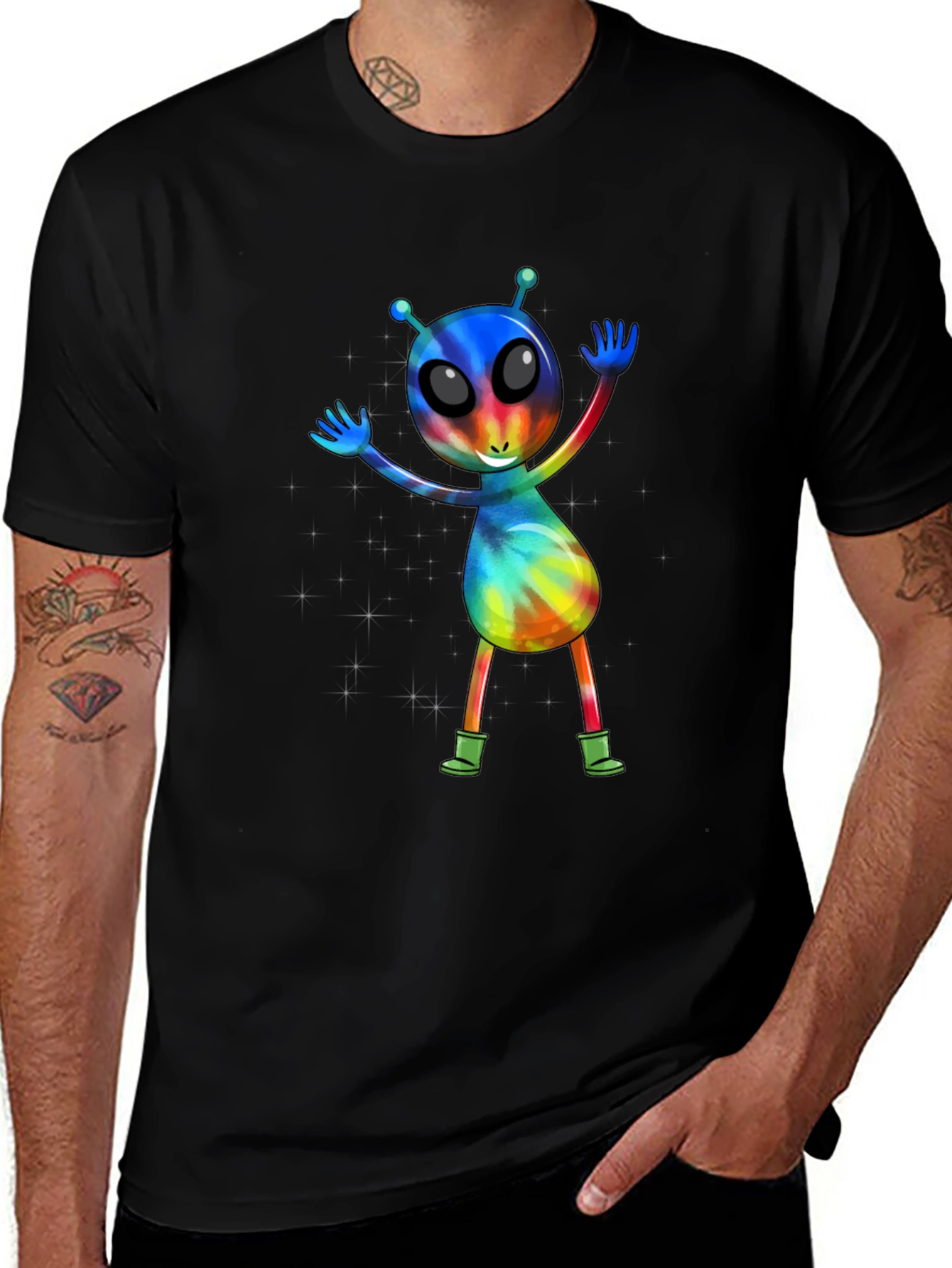 Tie-Dye Alien Graphic T-Shirt