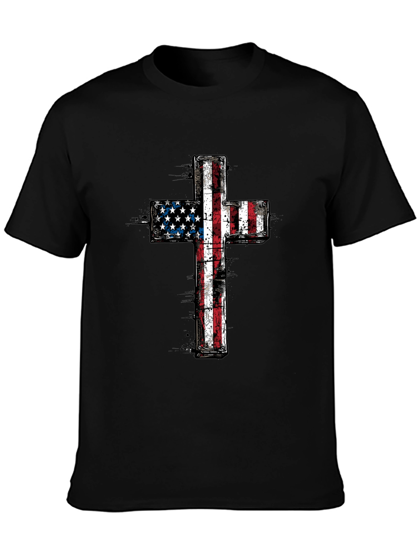 American Flag Cross Graphic T-Shirt