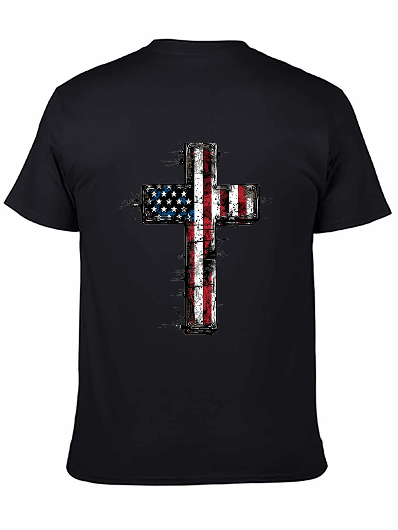 American Flag Cross Graphic T-Shirt