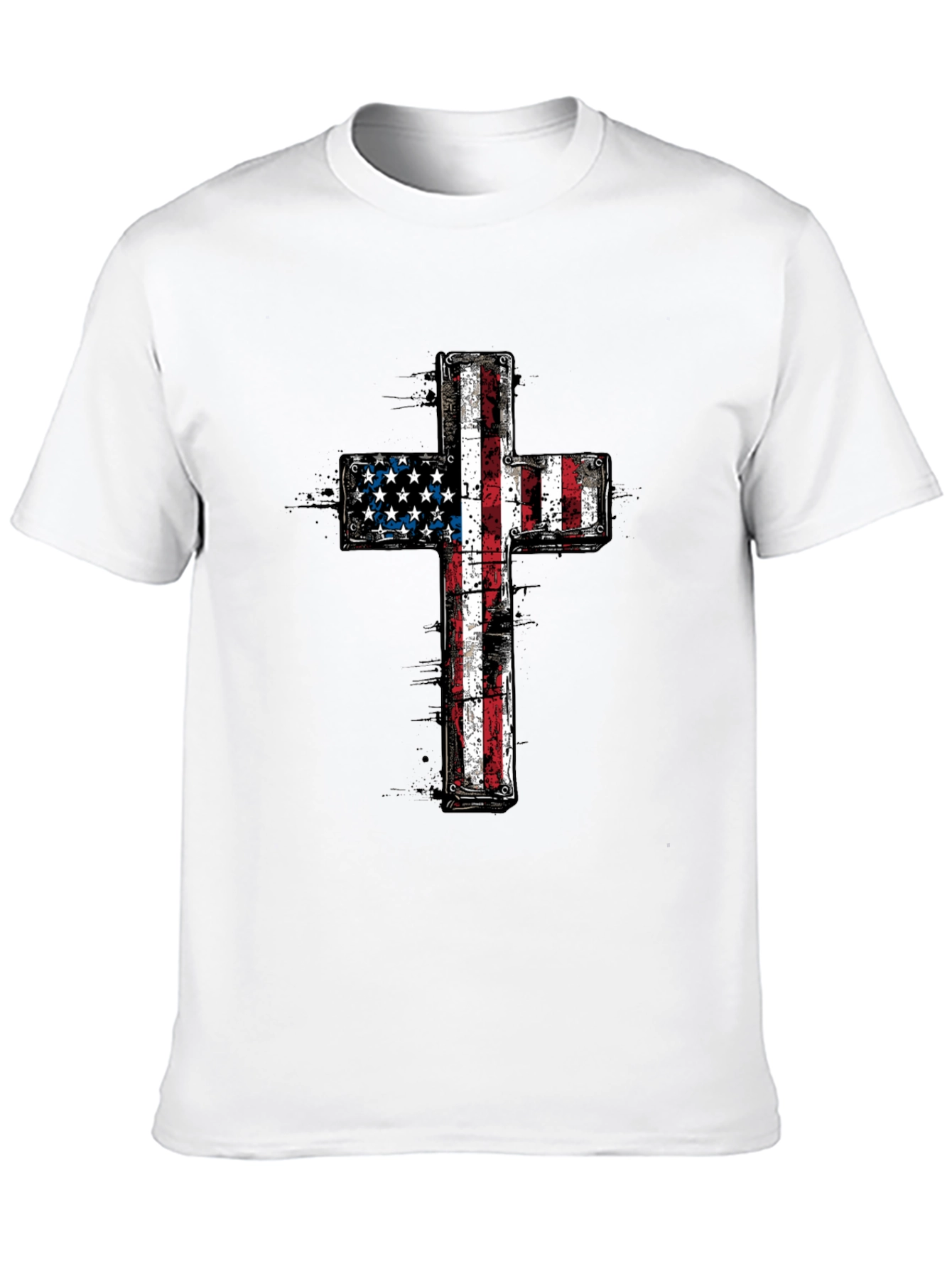 American Flag Cross Graphic T-Shirt
