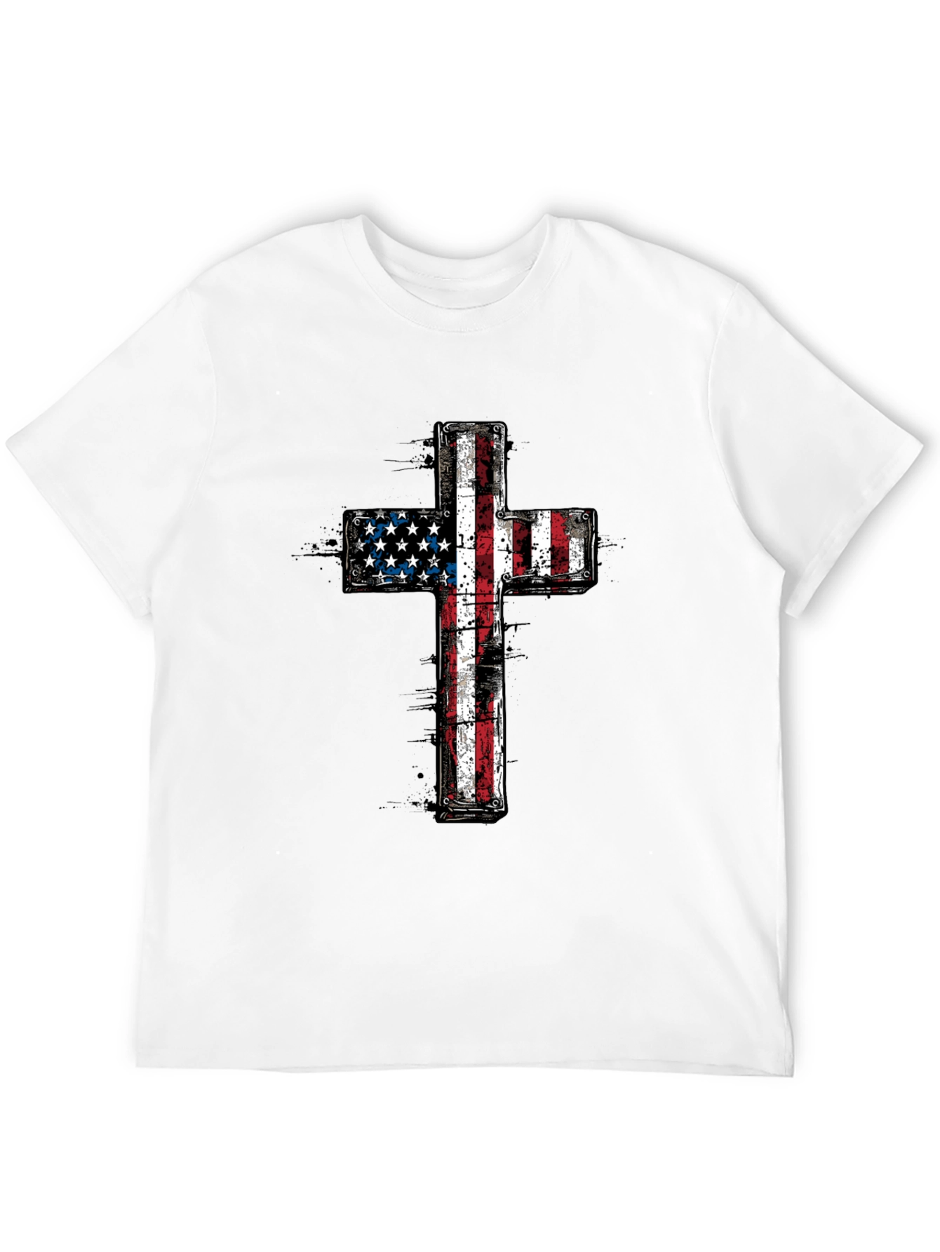 American Flag Cross Graphic T-Shirt