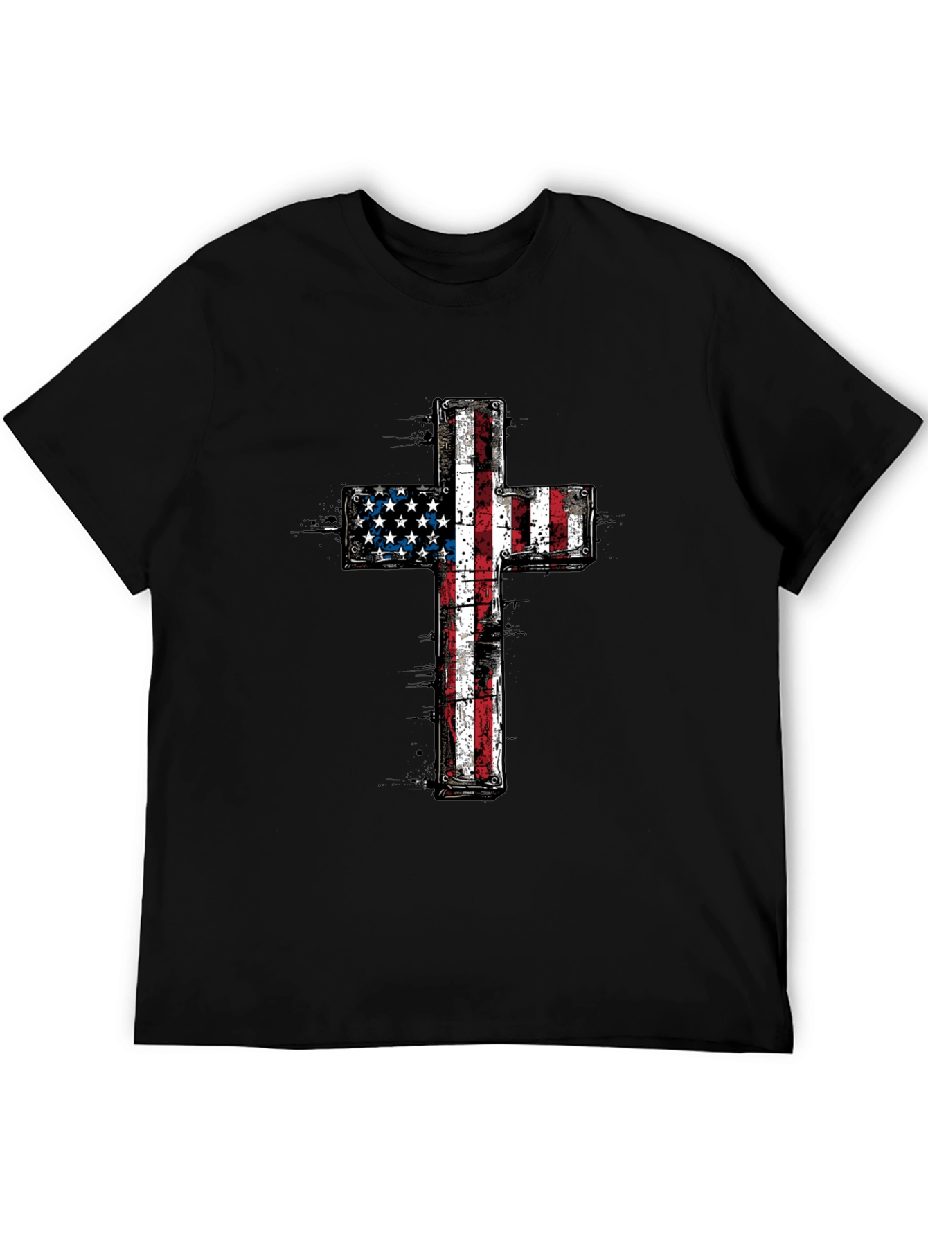 American Flag Cross Graphic T-Shirt