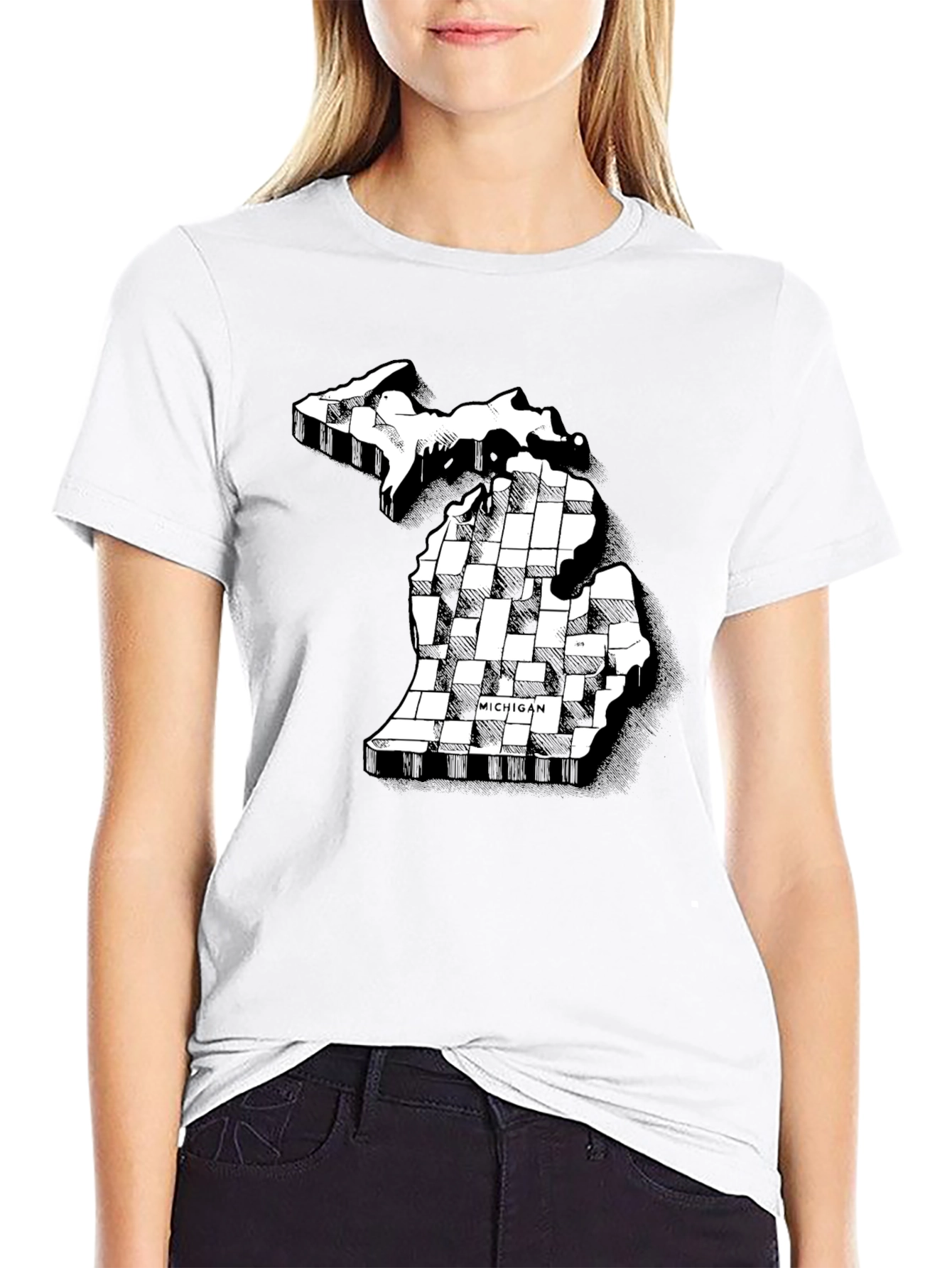 Michigan State Map Graphic Tee