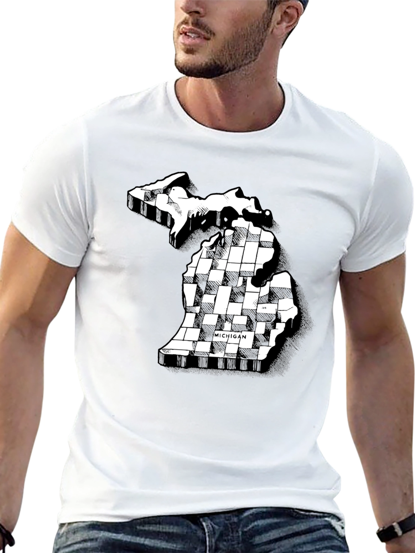 Michigan State Map Graphic Tee