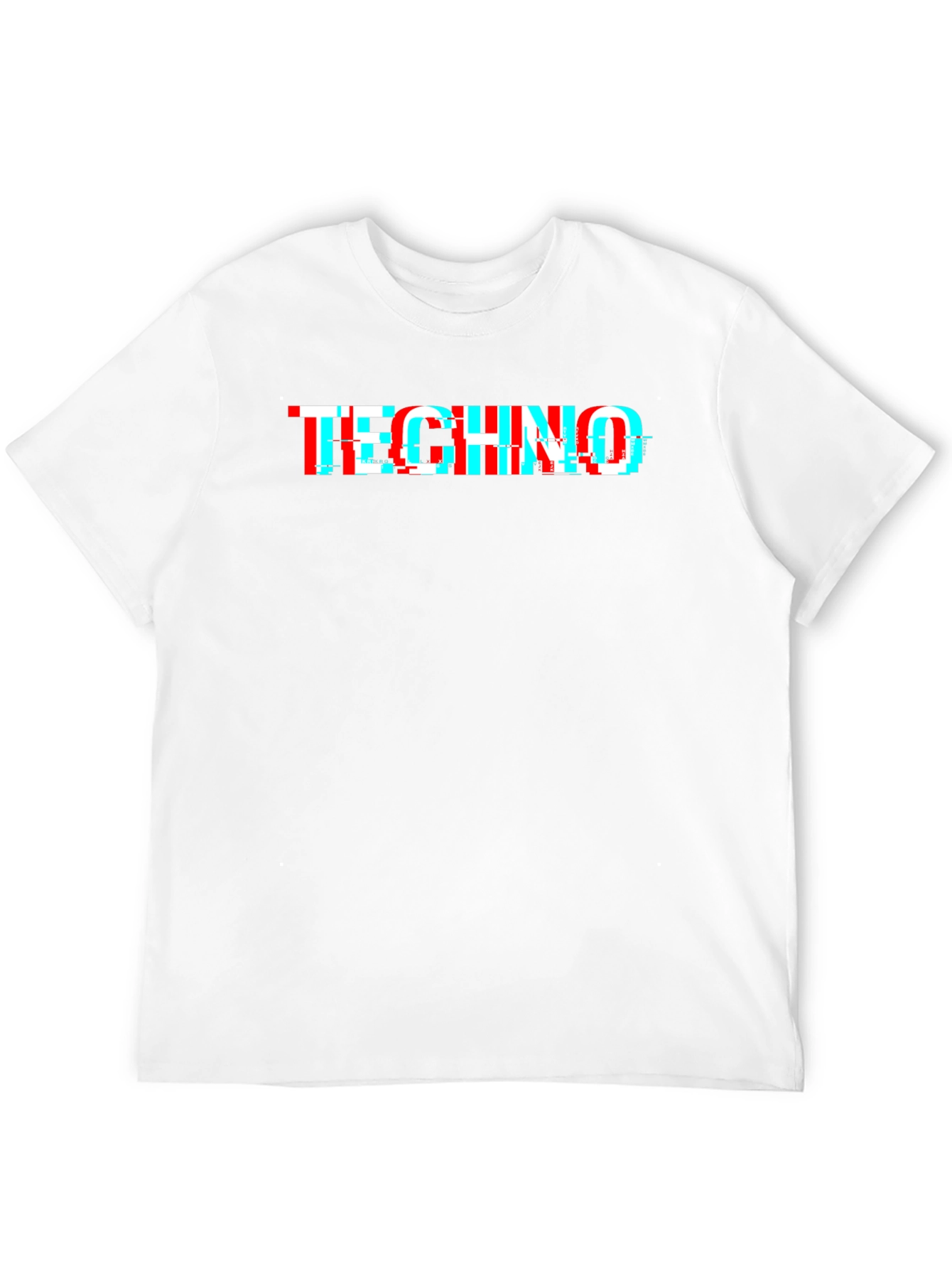 Techno Glitch Style Black T-Shirt