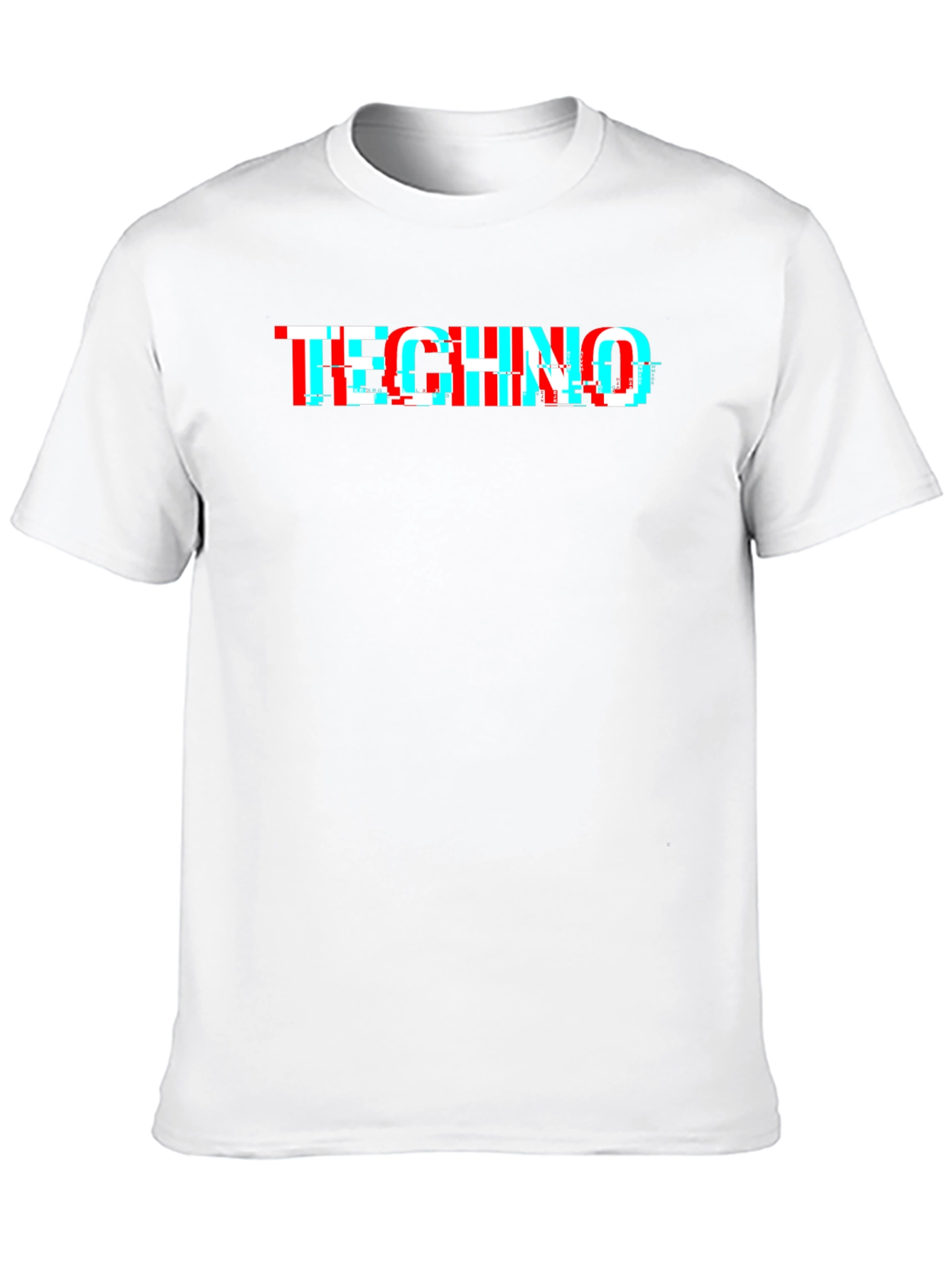 Techno Glitch Style Black T-Shirt