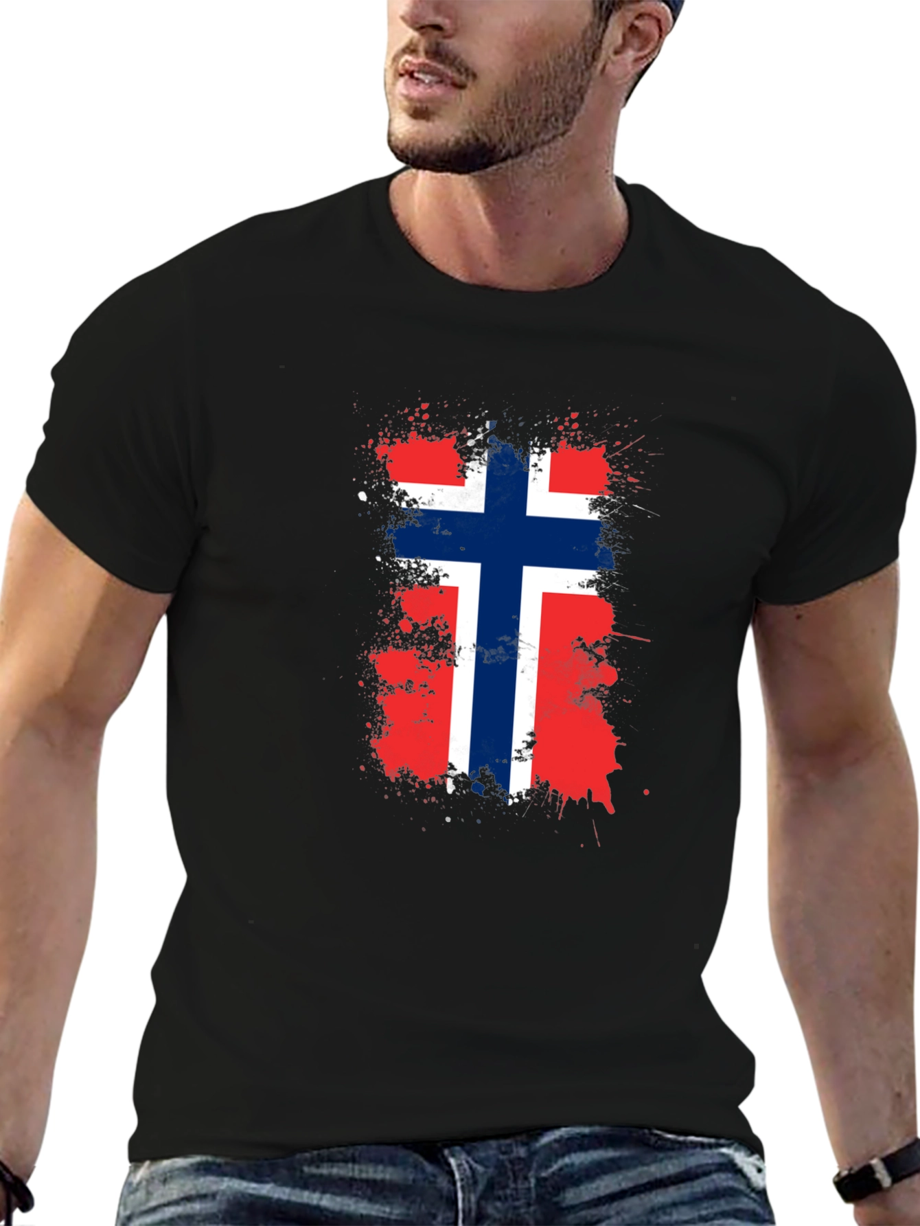 Norway Flag Grunge Graphic T-Shirt