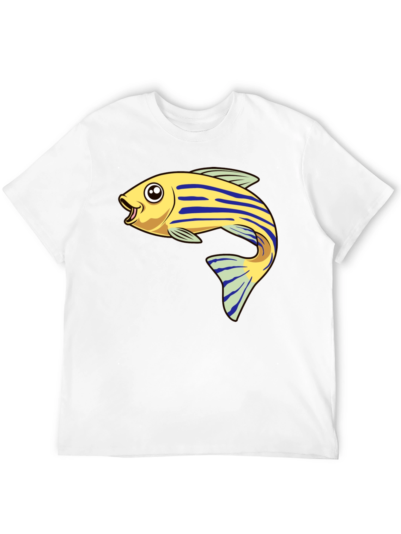 Cartoon Fish Graphic Tee - Black