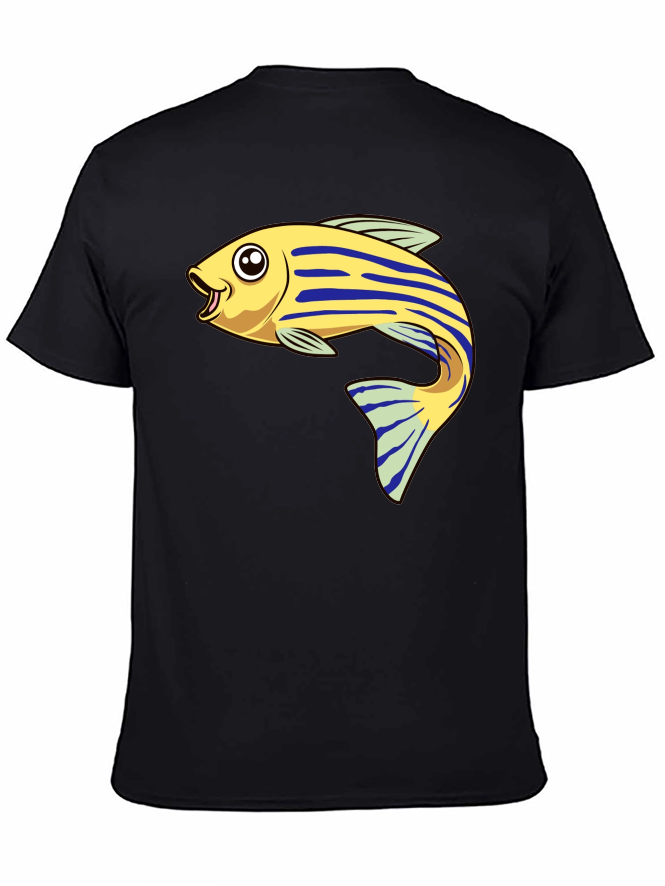 Cartoon Fish Graphic Tee - Black