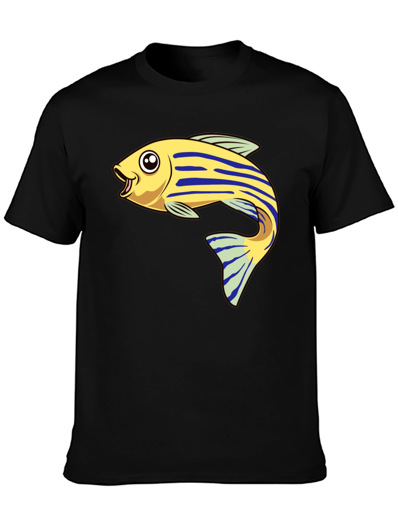 Cartoon Fish Graphic Tee - Black