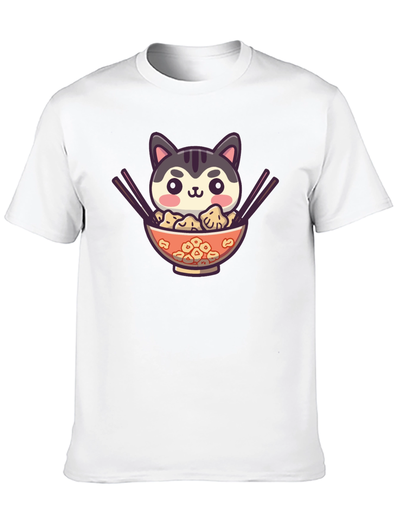 Cat Ramen Bowl Black T-Shirt