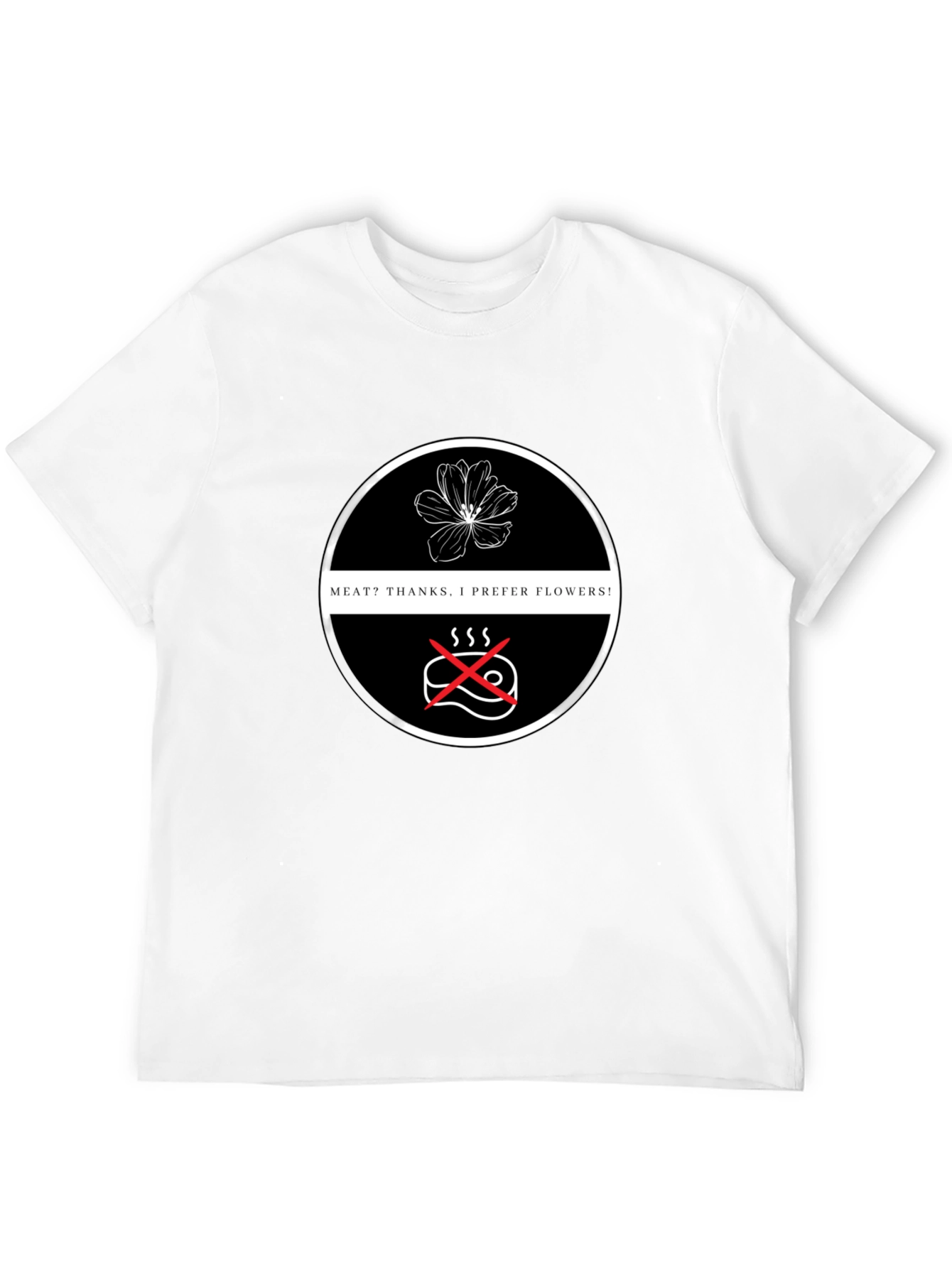 Vegan Flower Power T-Shirt - No Meat Please!
