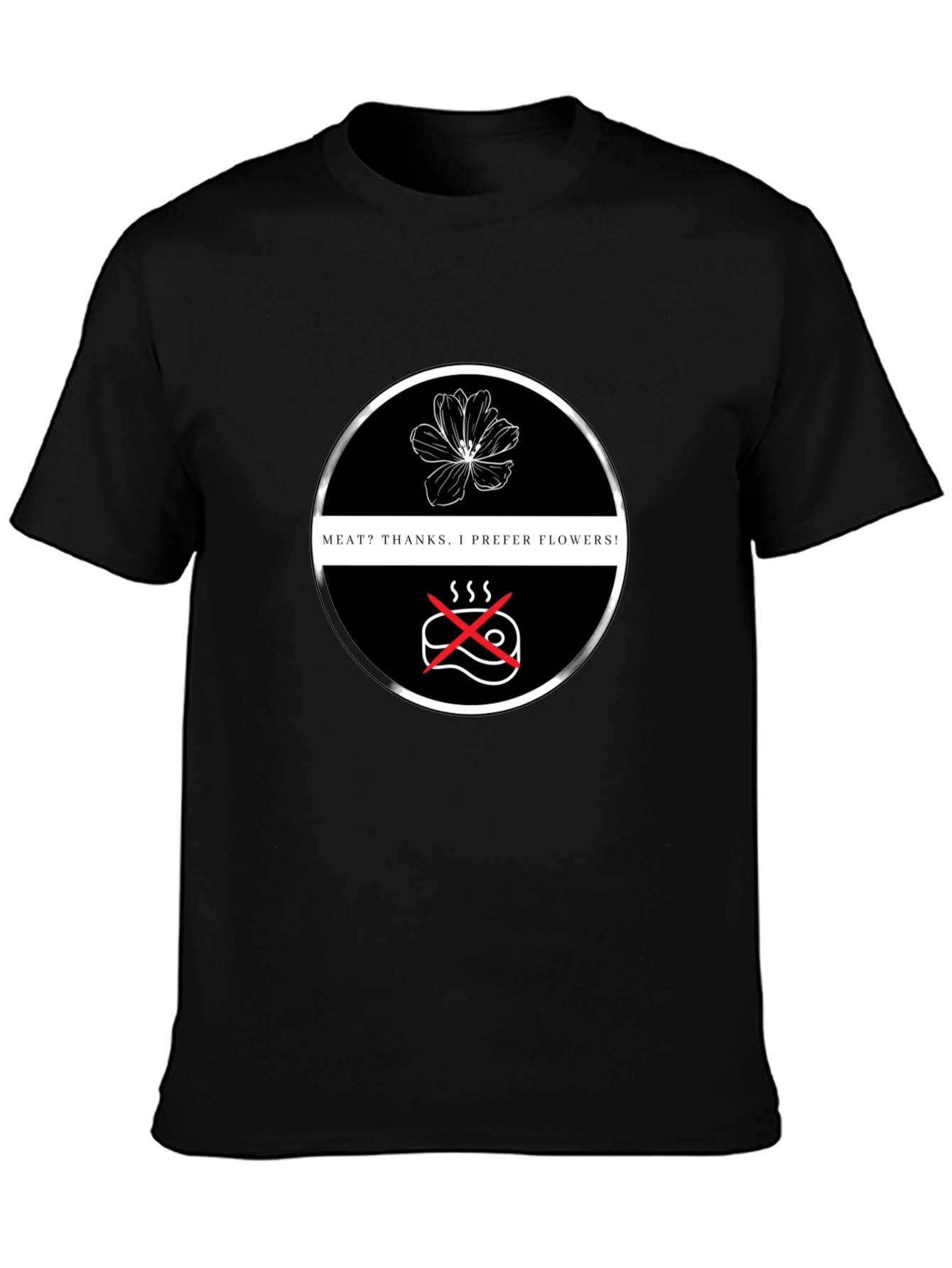 Vegan Flower Power T-Shirt - No Meat Please!