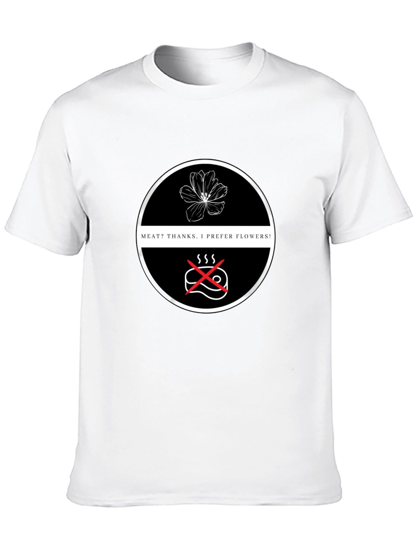 Vegan Flower Power T-Shirt - No Meat Please!