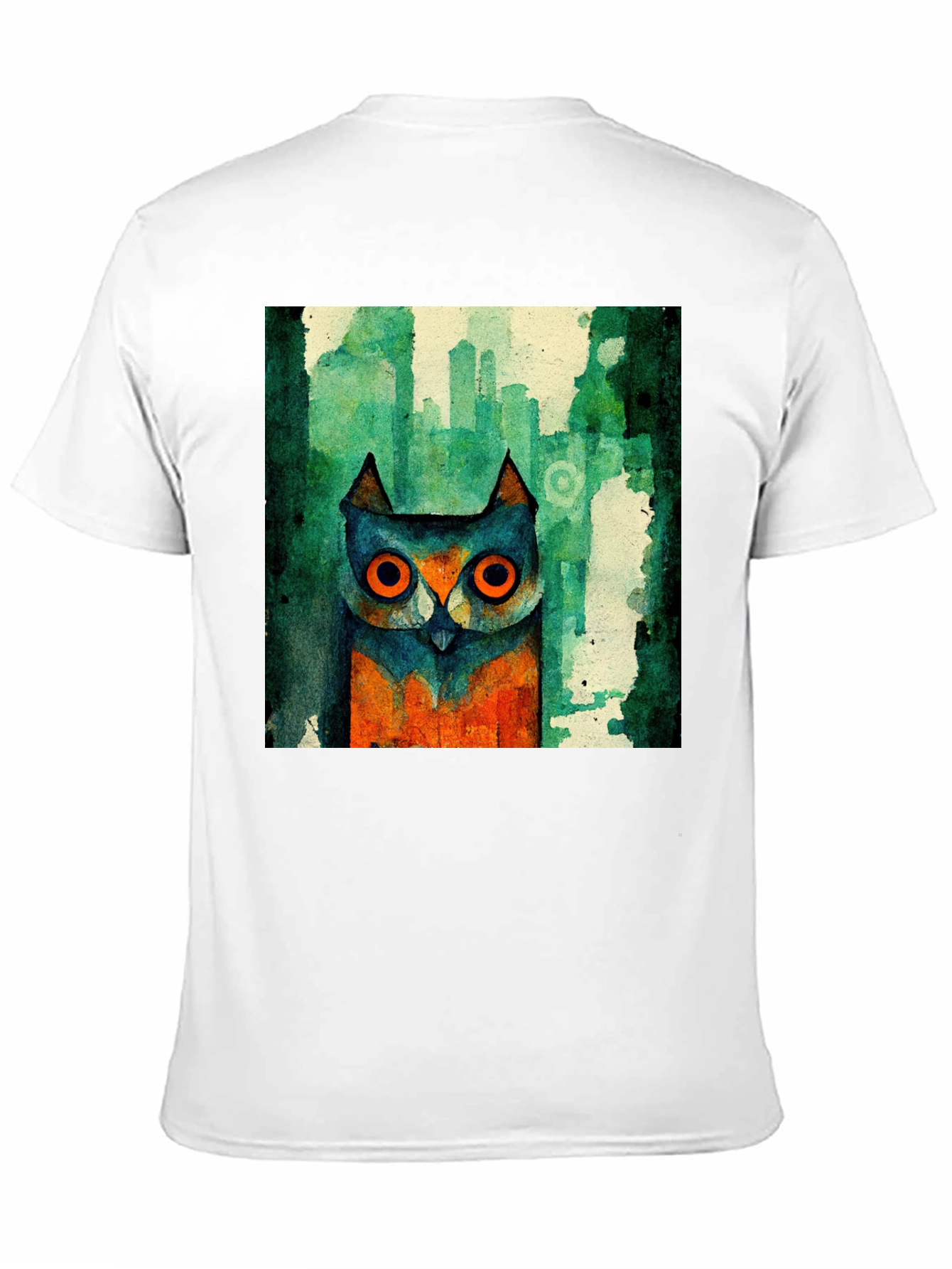 Abstract Owl Graphic Black T-Shirt