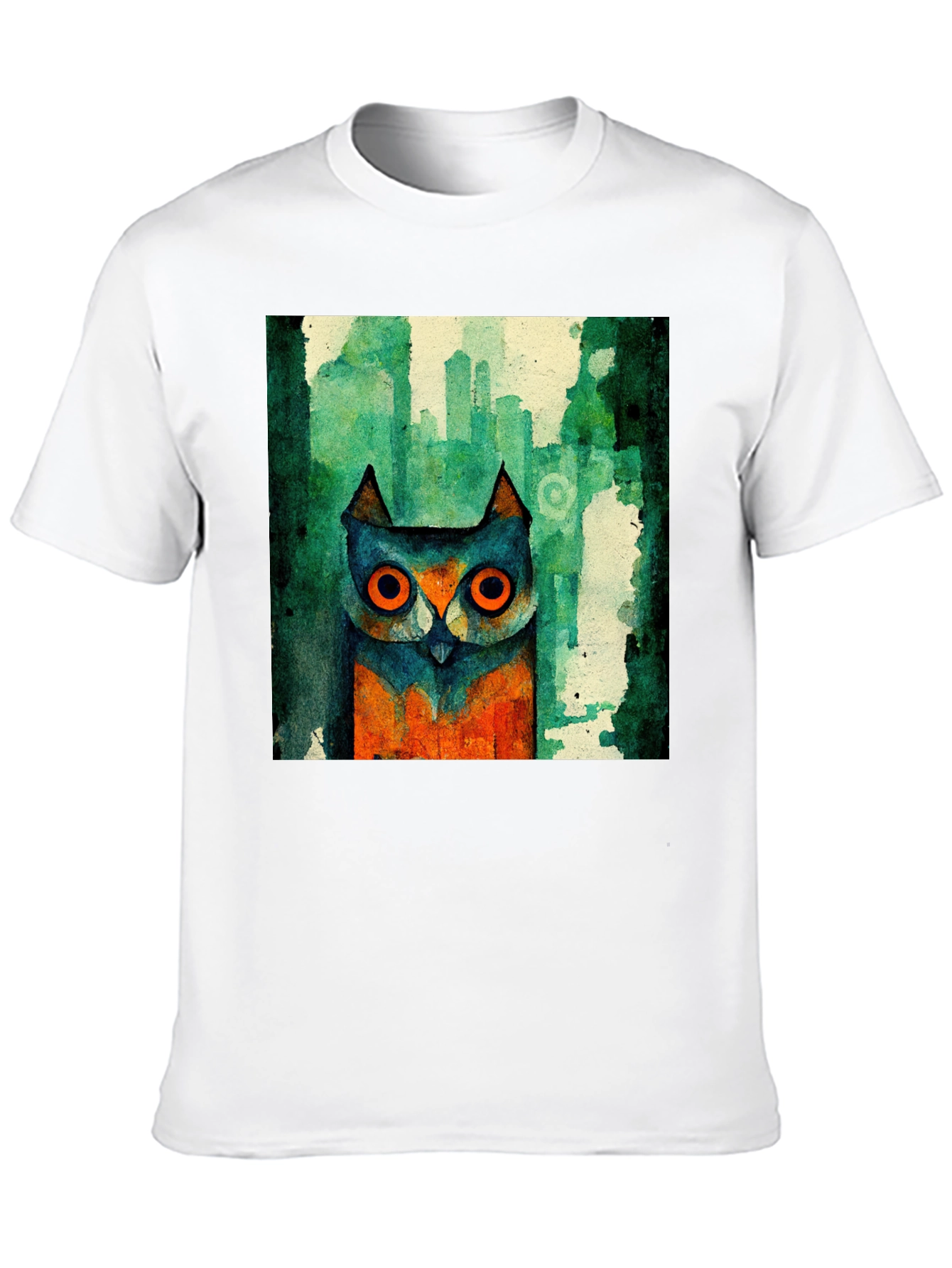 Abstract Owl Graphic Black T-Shirt