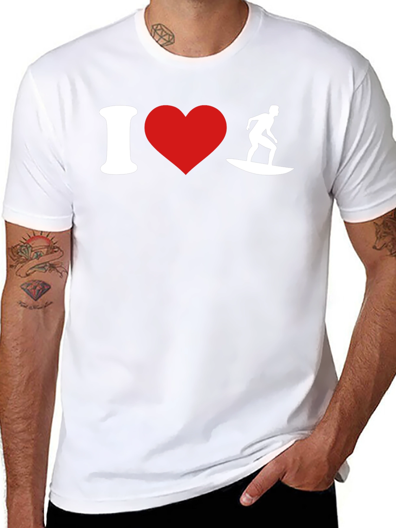 I Heart Surfing Black T-Shirt