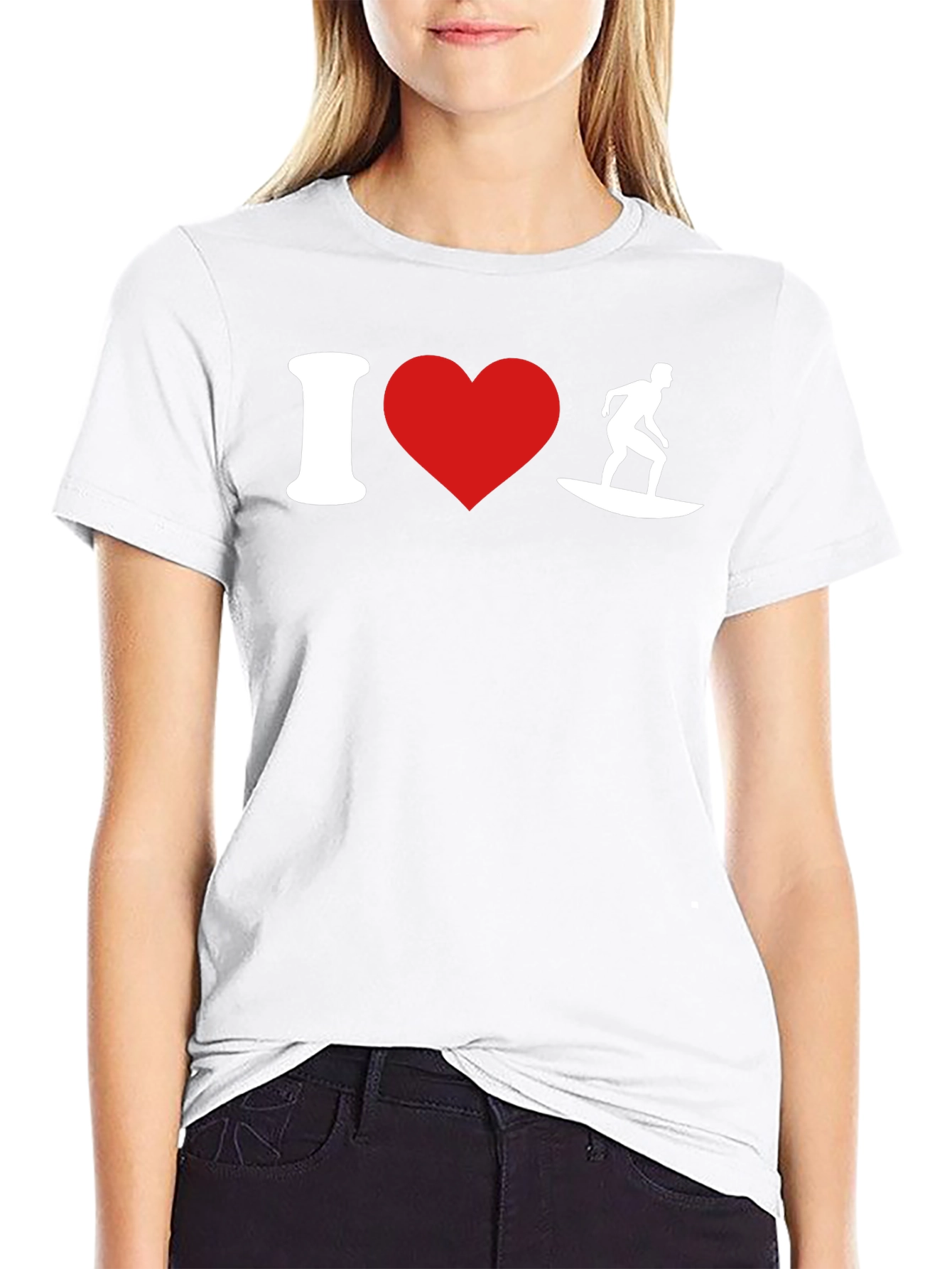 I Heart Surfing Black T-Shirt