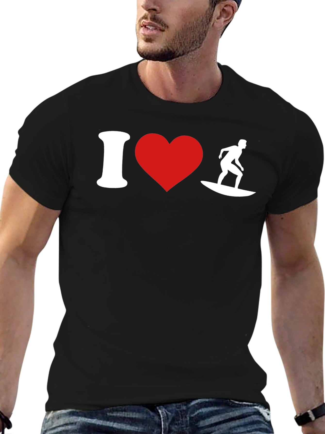 I Heart Surfing Black T-Shirt