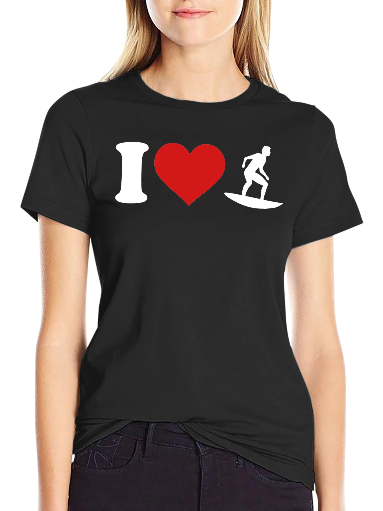 I Heart Surfing Black T-Shirt