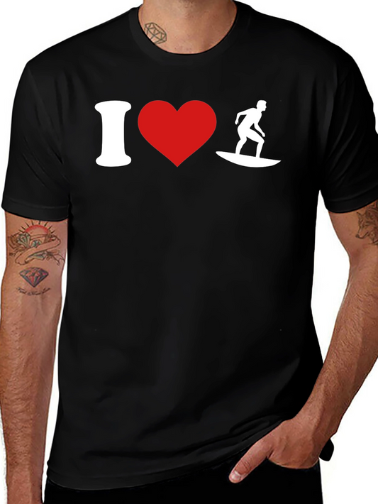 I Heart Surfing Black T-Shirt