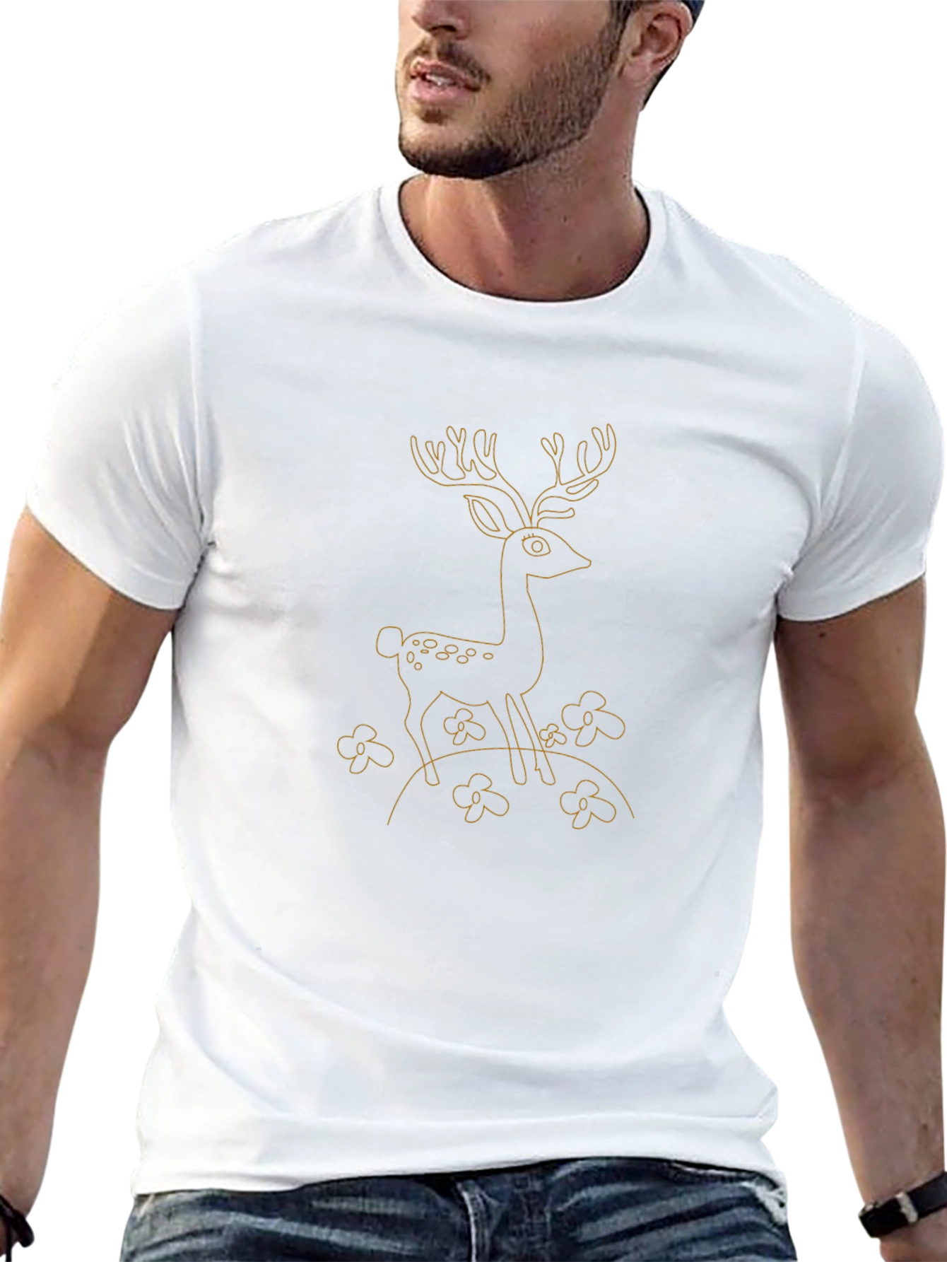 Deer Graphic Black T-Shirt - Casual Style