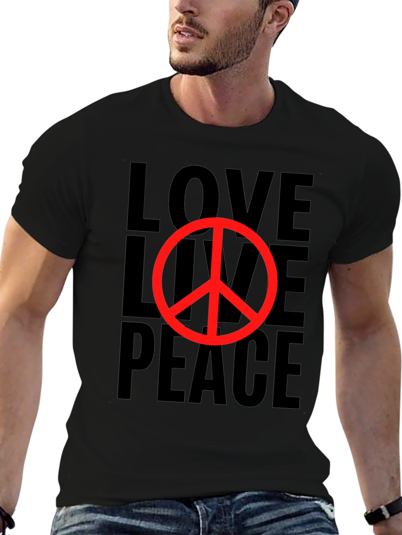Love Live Peace Black Graphic T-Shirt