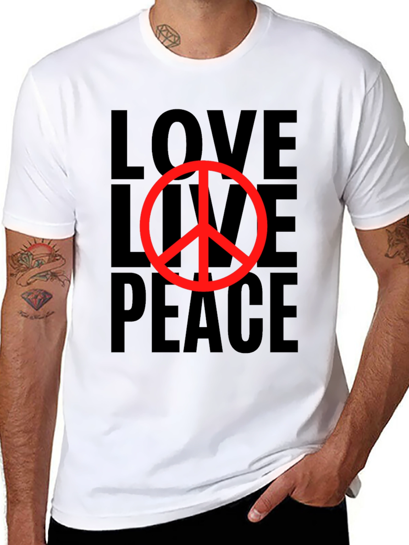 Love Live Peace Black Graphic T-Shirt