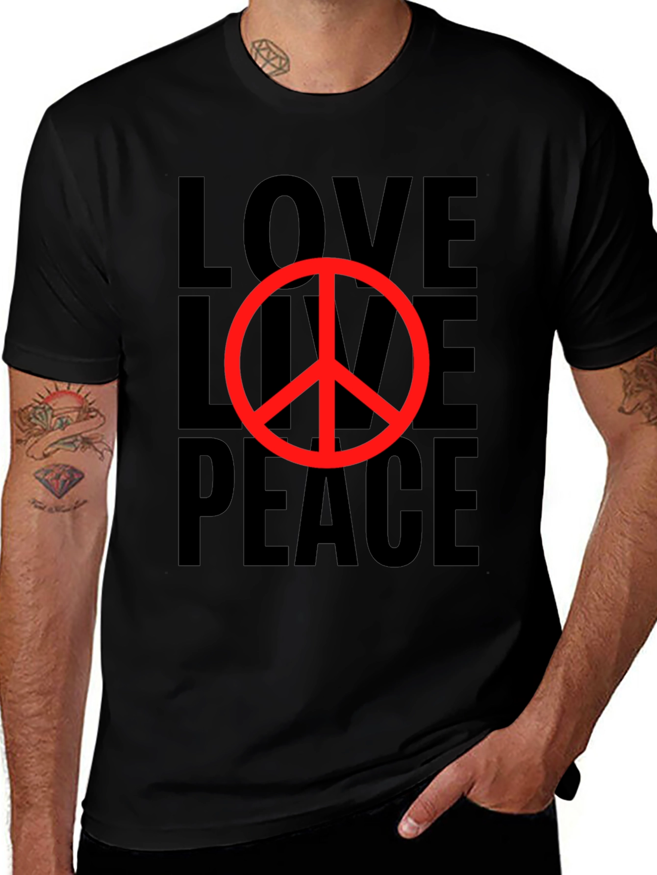 Love Live Peace Black Graphic T-Shirt