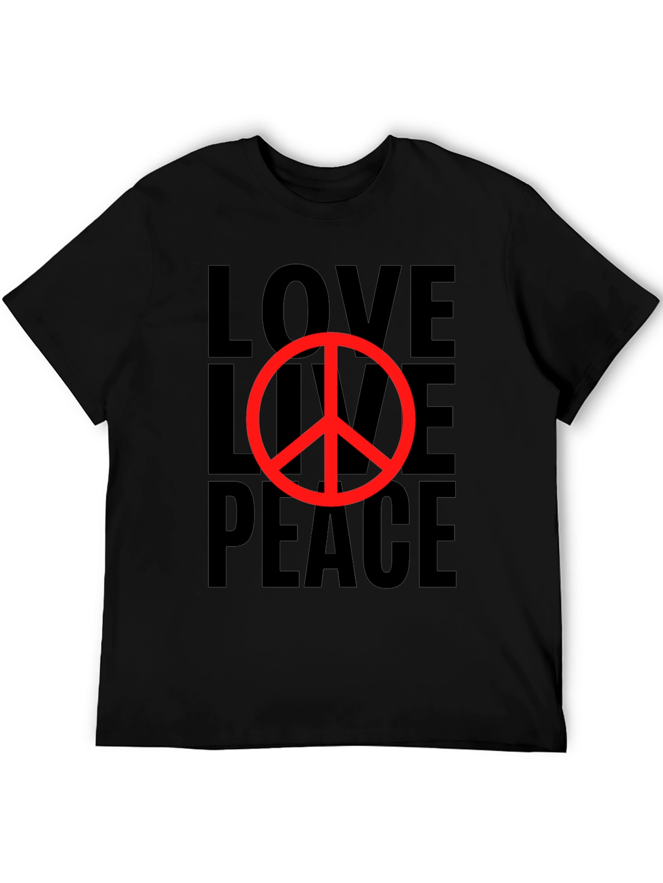 Love Live Peace Black Graphic T-Shirt