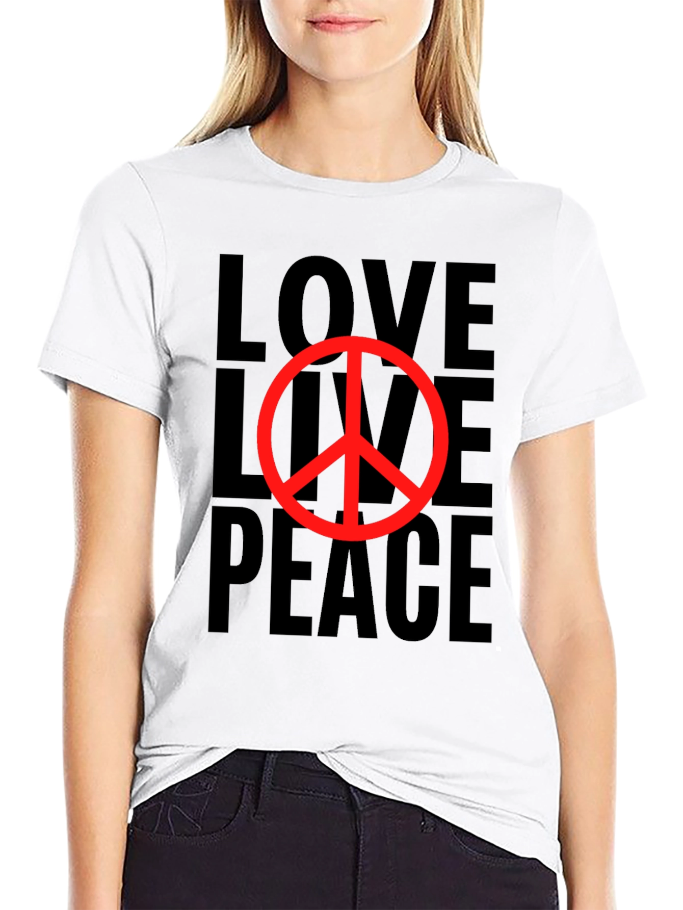 Love Live Peace Black Graphic T-Shirt