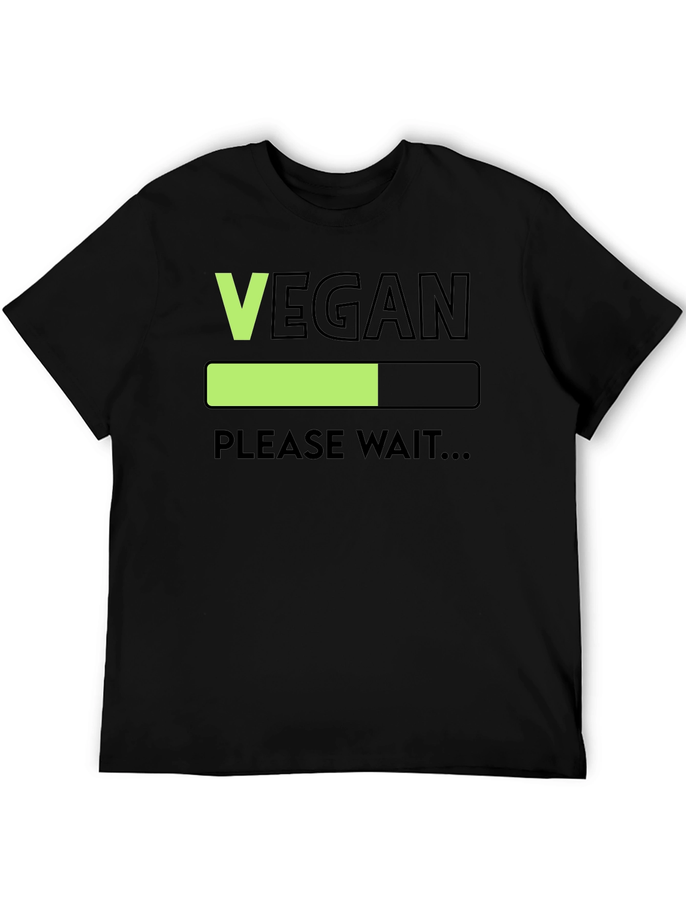 Vegan Loading Please Wait T-Shirt - Black Cotton Tee