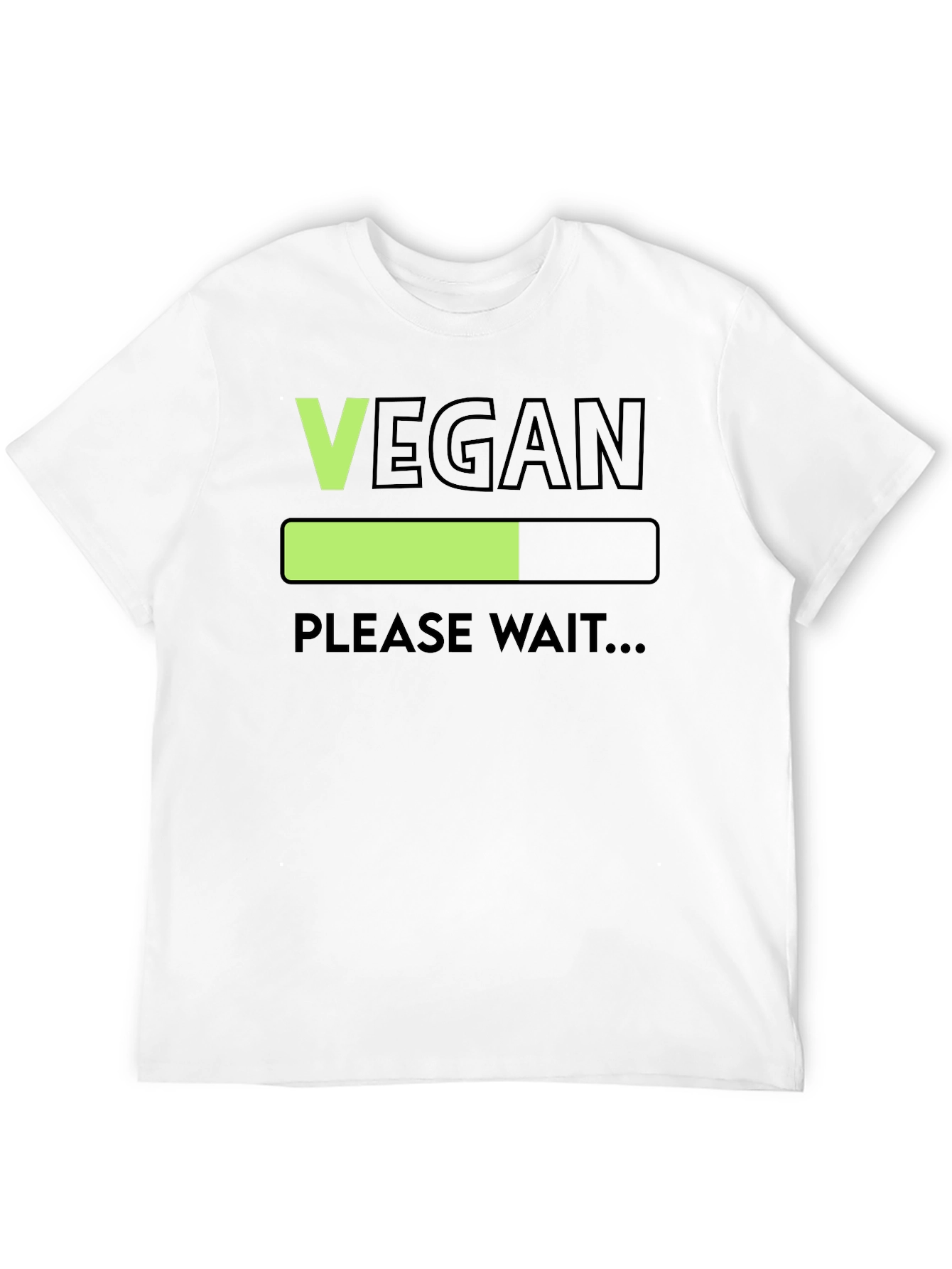 Vegan Loading Please Wait T-Shirt - Black Cotton Tee