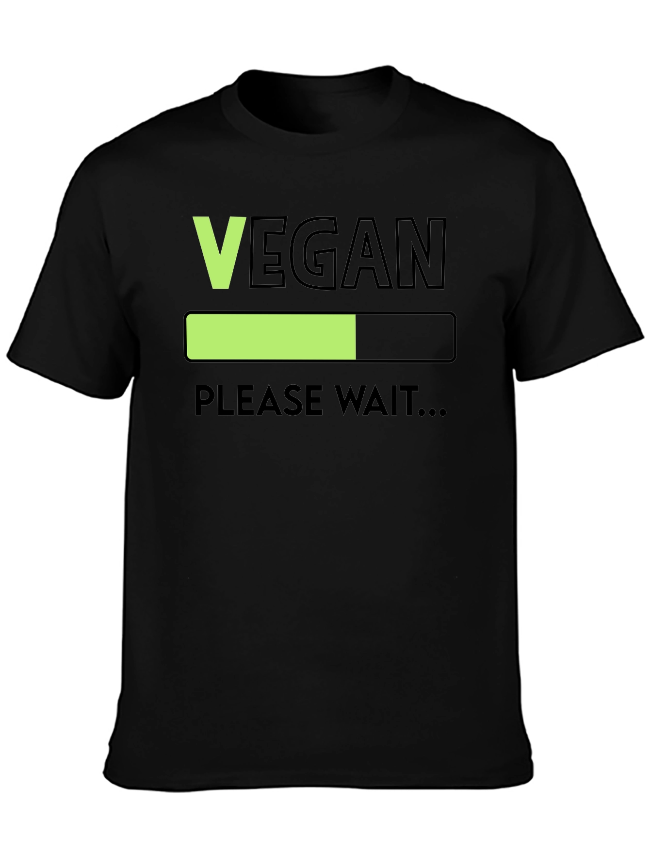 Vegan Loading Please Wait T-Shirt - Black Cotton Tee