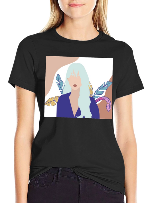 Abstract Woman Portrait Graphic T-Shirt - Black