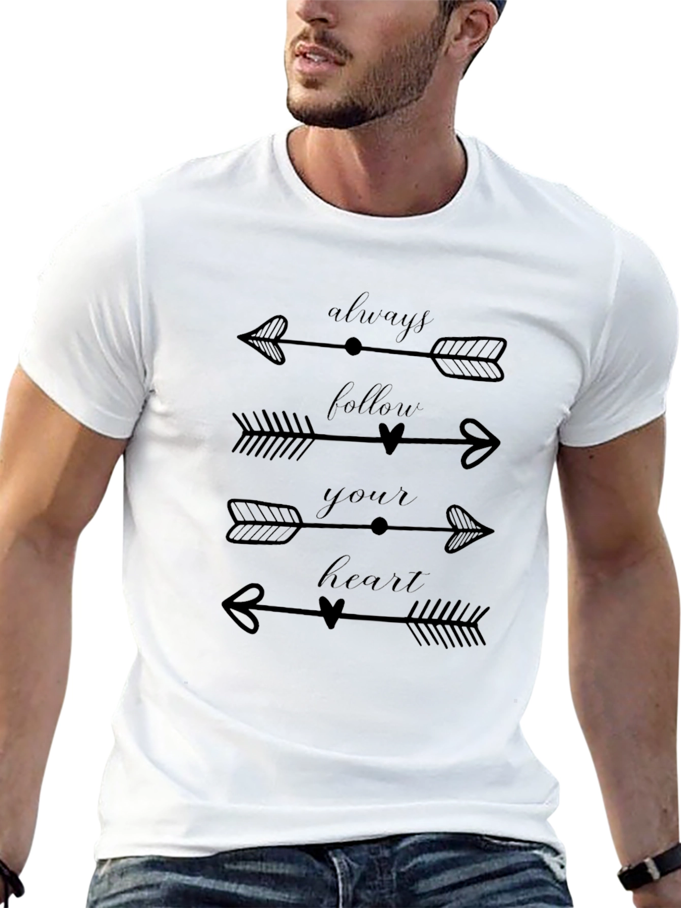 Follow Your Heart Graphic Tee - Black Casual Shirt
