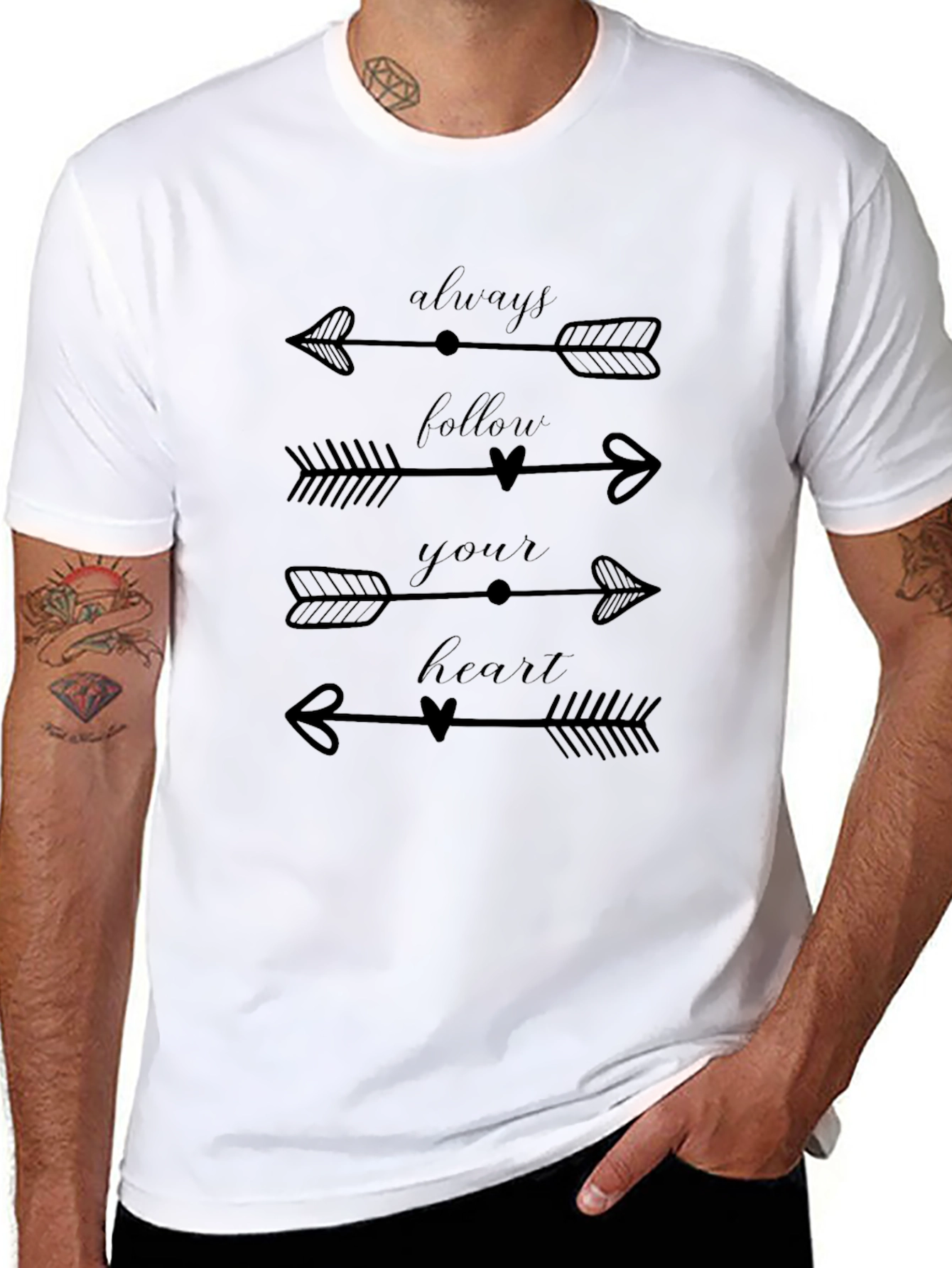 Follow Your Heart Graphic Tee - Black Casual Shirt