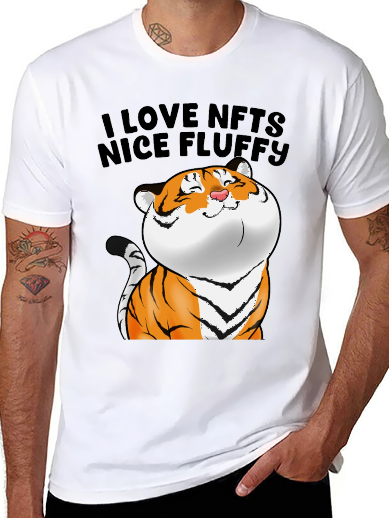 I Love NFTs Nice Fluffy Tiger Graphic Tee