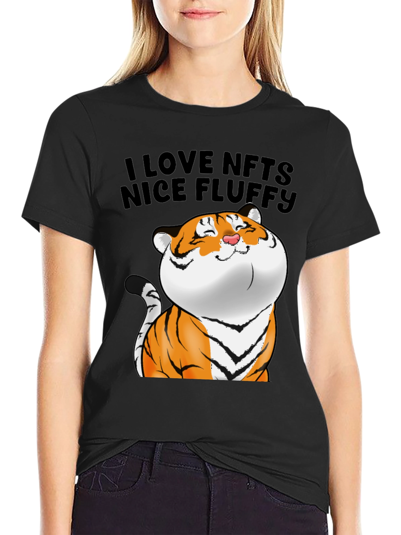 I Love NFTs Nice Fluffy Tiger Graphic Tee