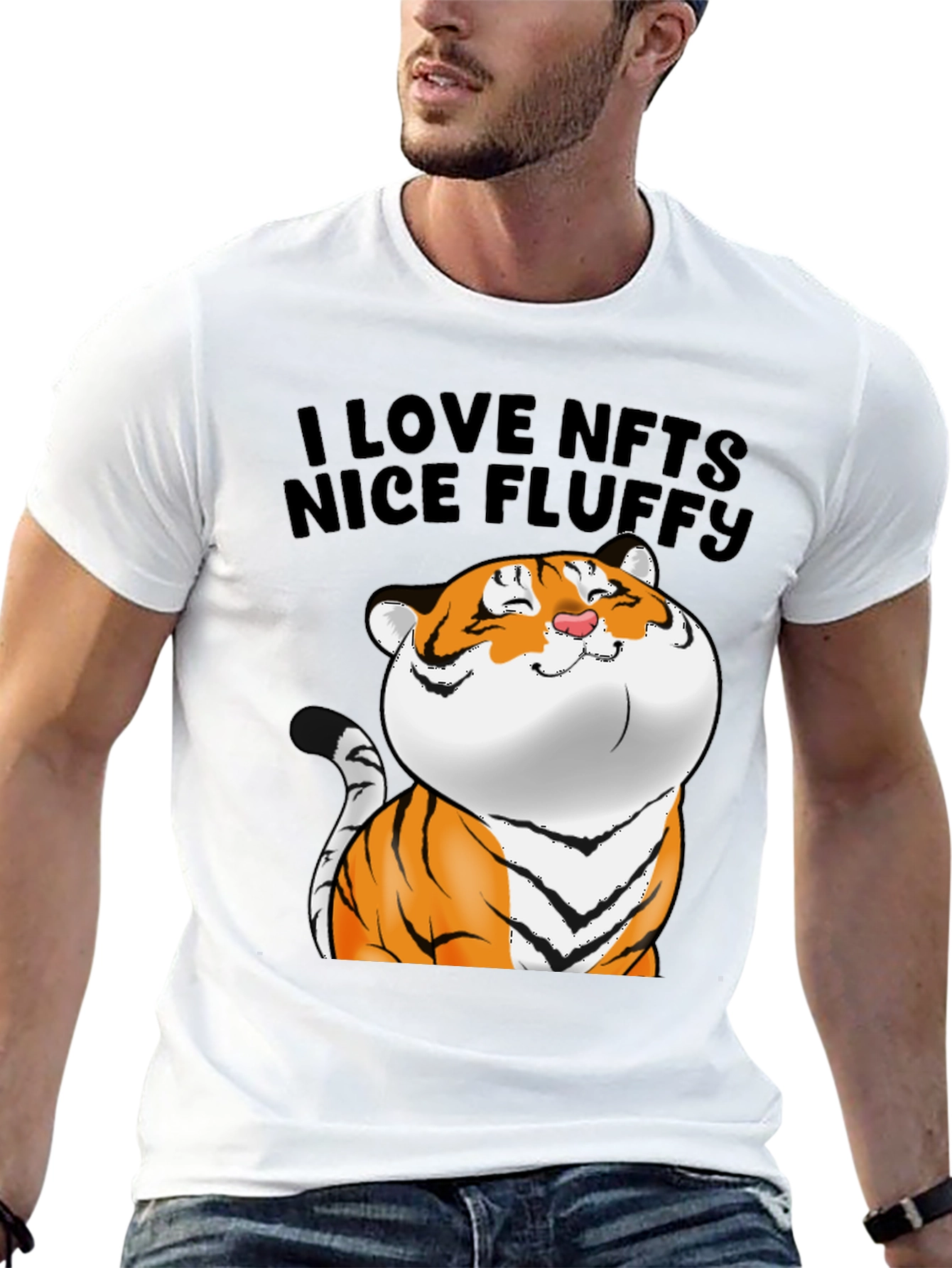 I Love NFTs Nice Fluffy Tiger Graphic Tee