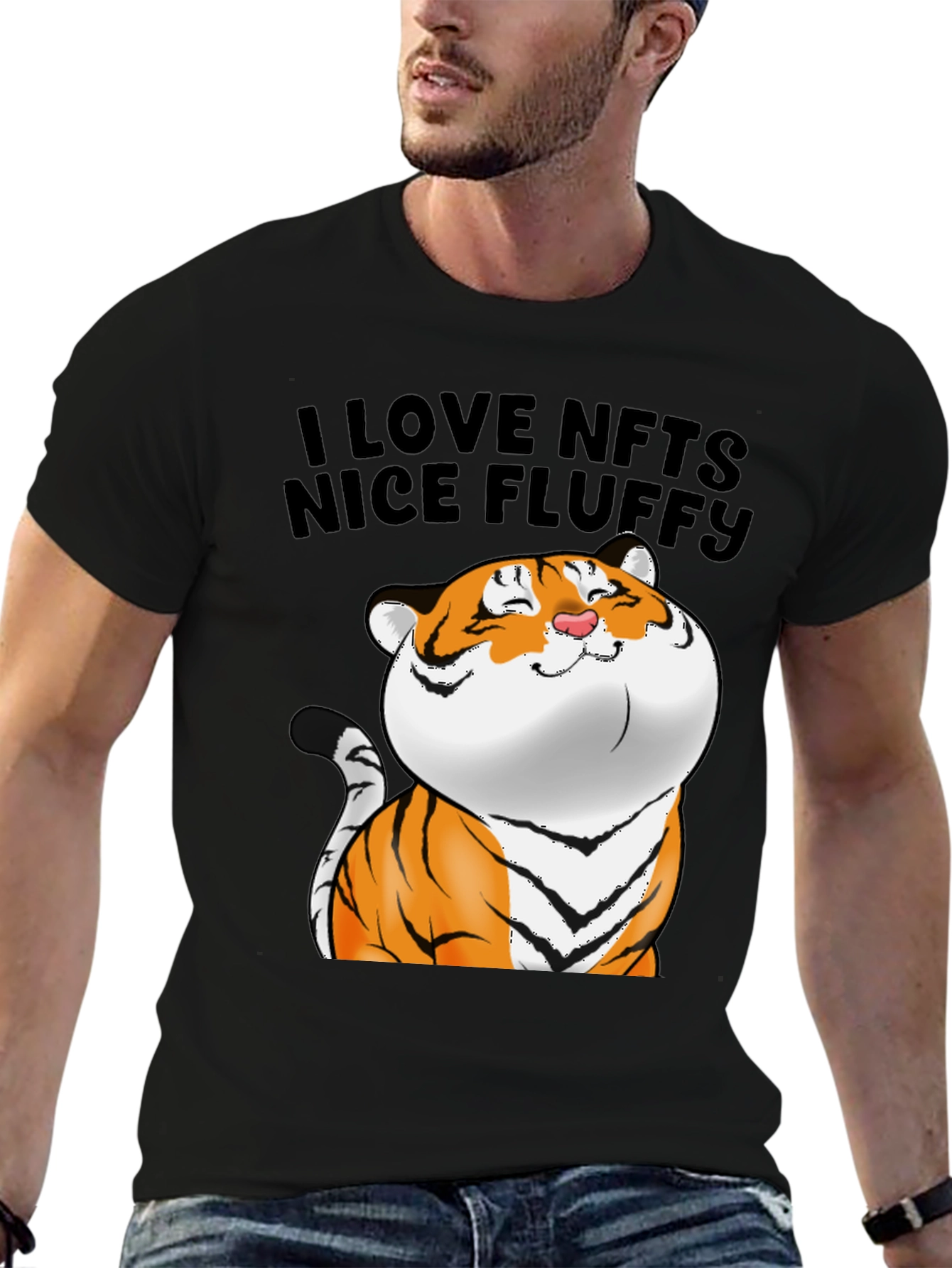 I Love NFTs Nice Fluffy Tiger Graphic Tee
