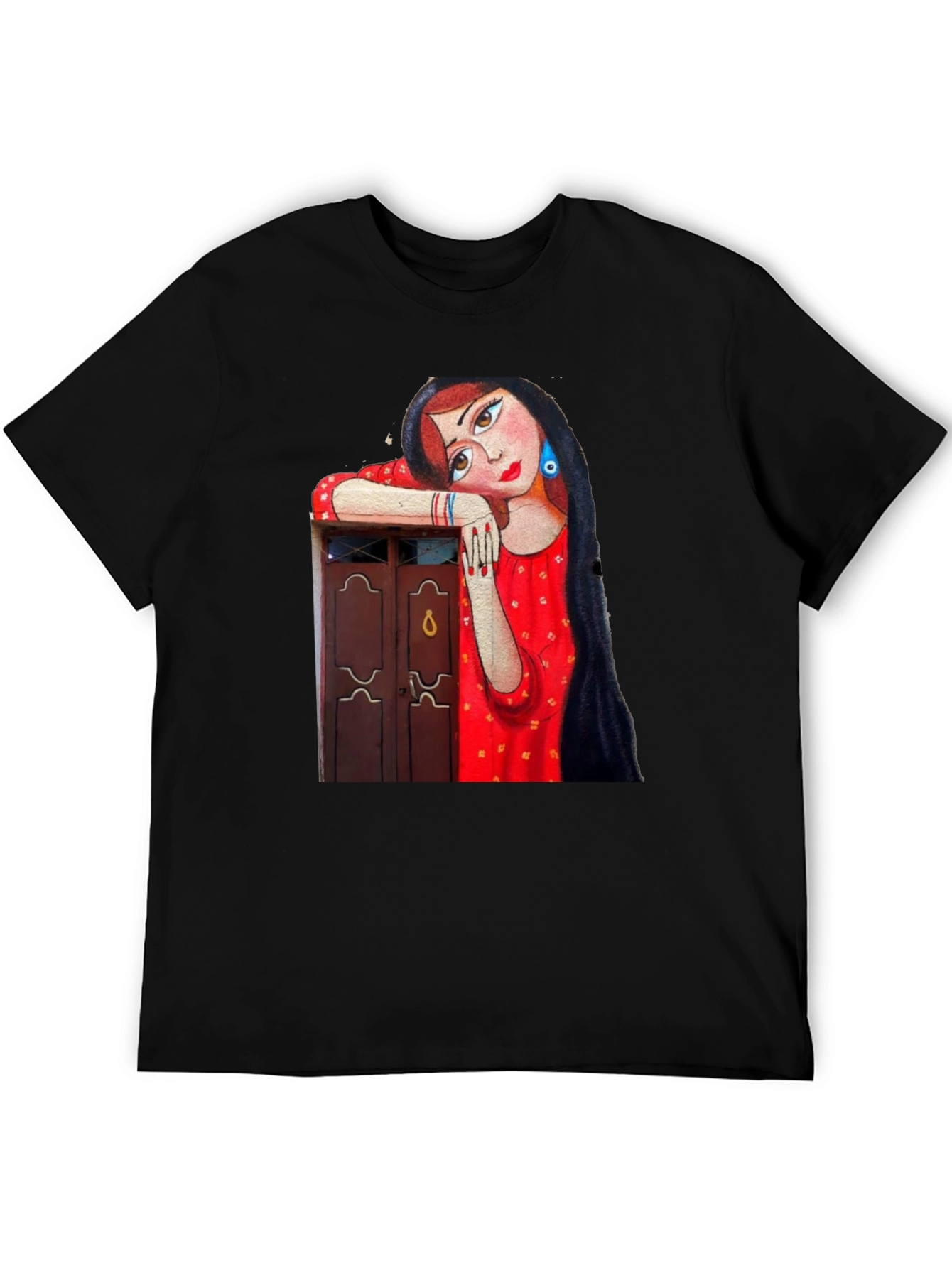 Artistic Woman Graphic Black T-Shirt