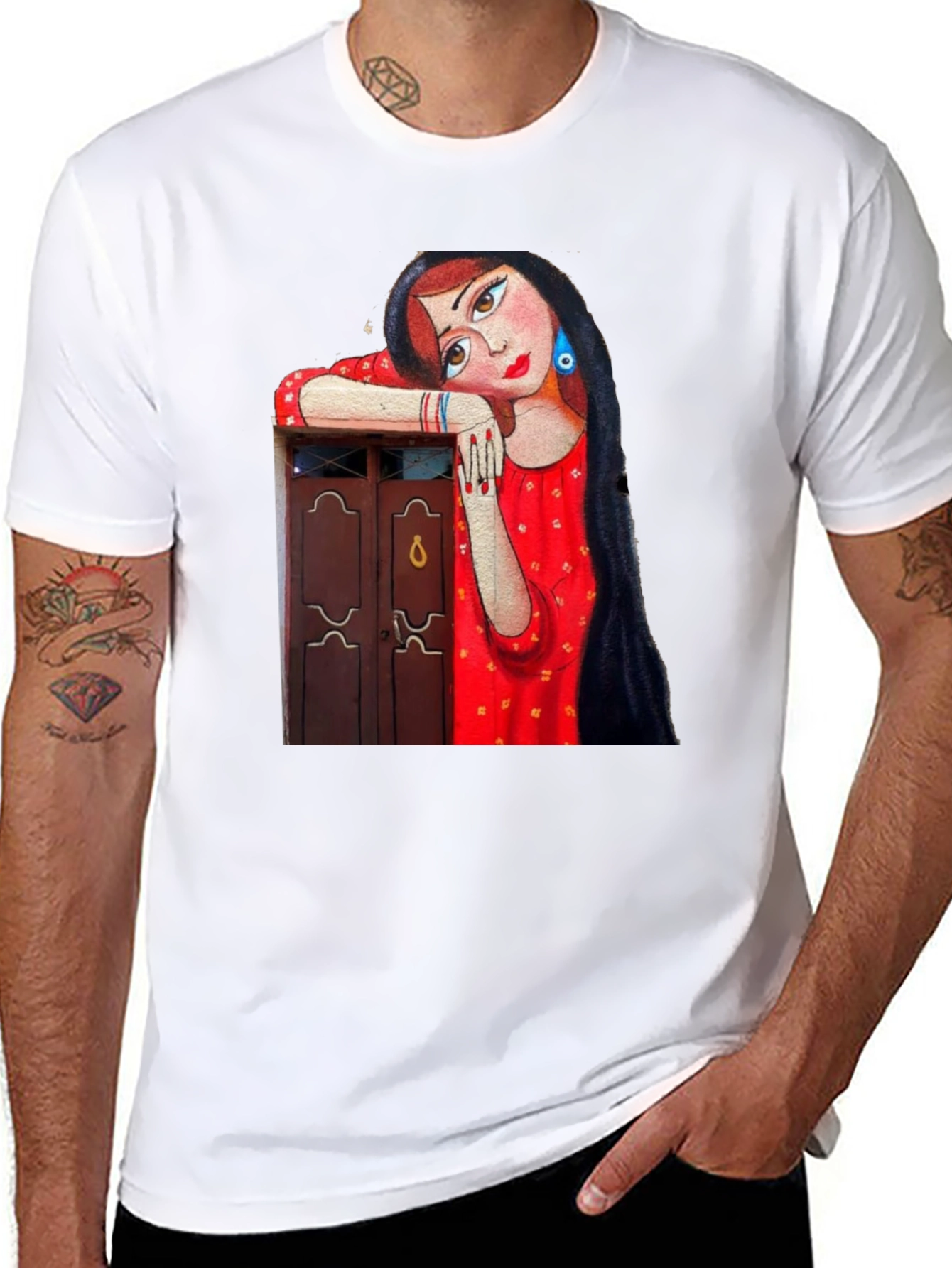 Artistic Woman Graphic Black T-Shirt