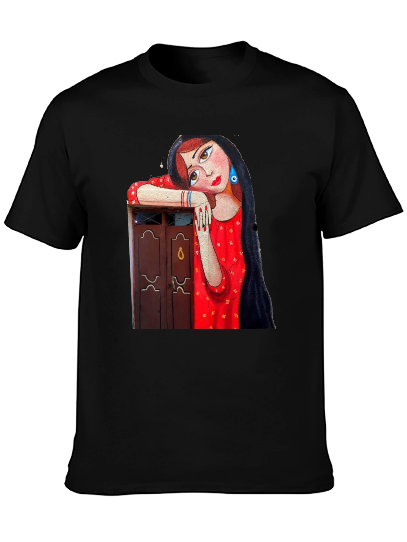 Artistic Woman Graphic Black T-Shirt