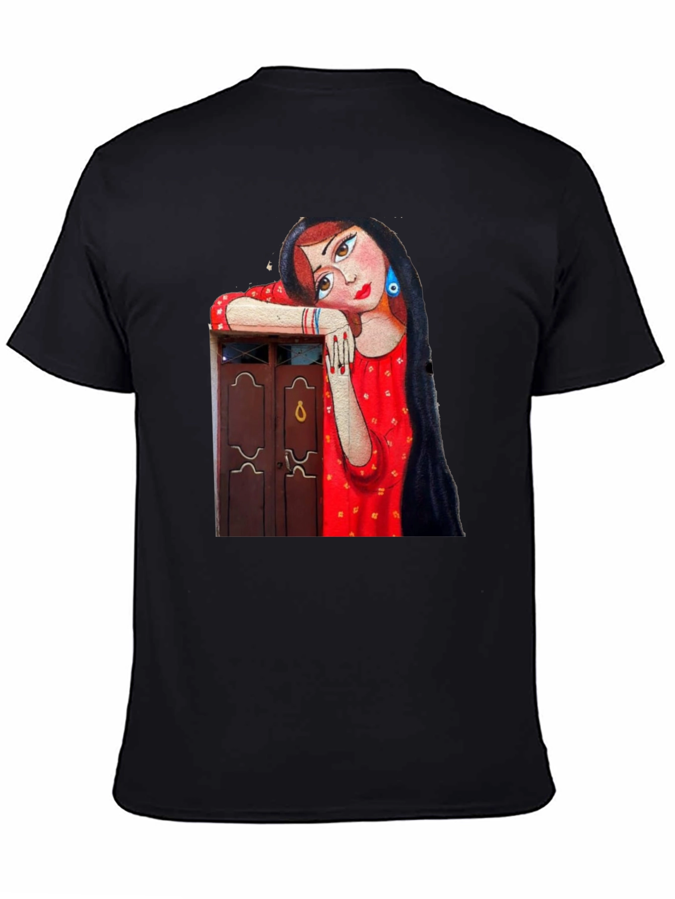 Artistic Woman Graphic Black T-Shirt