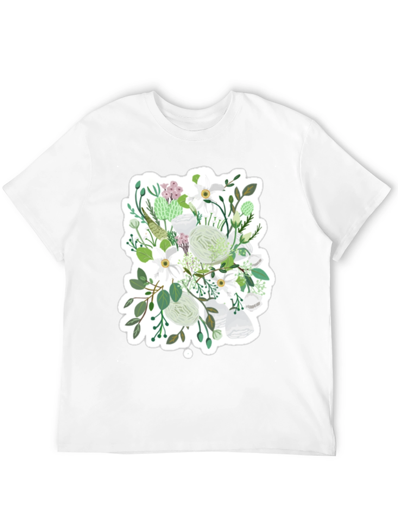 Floral Graphic Tee - White & Green