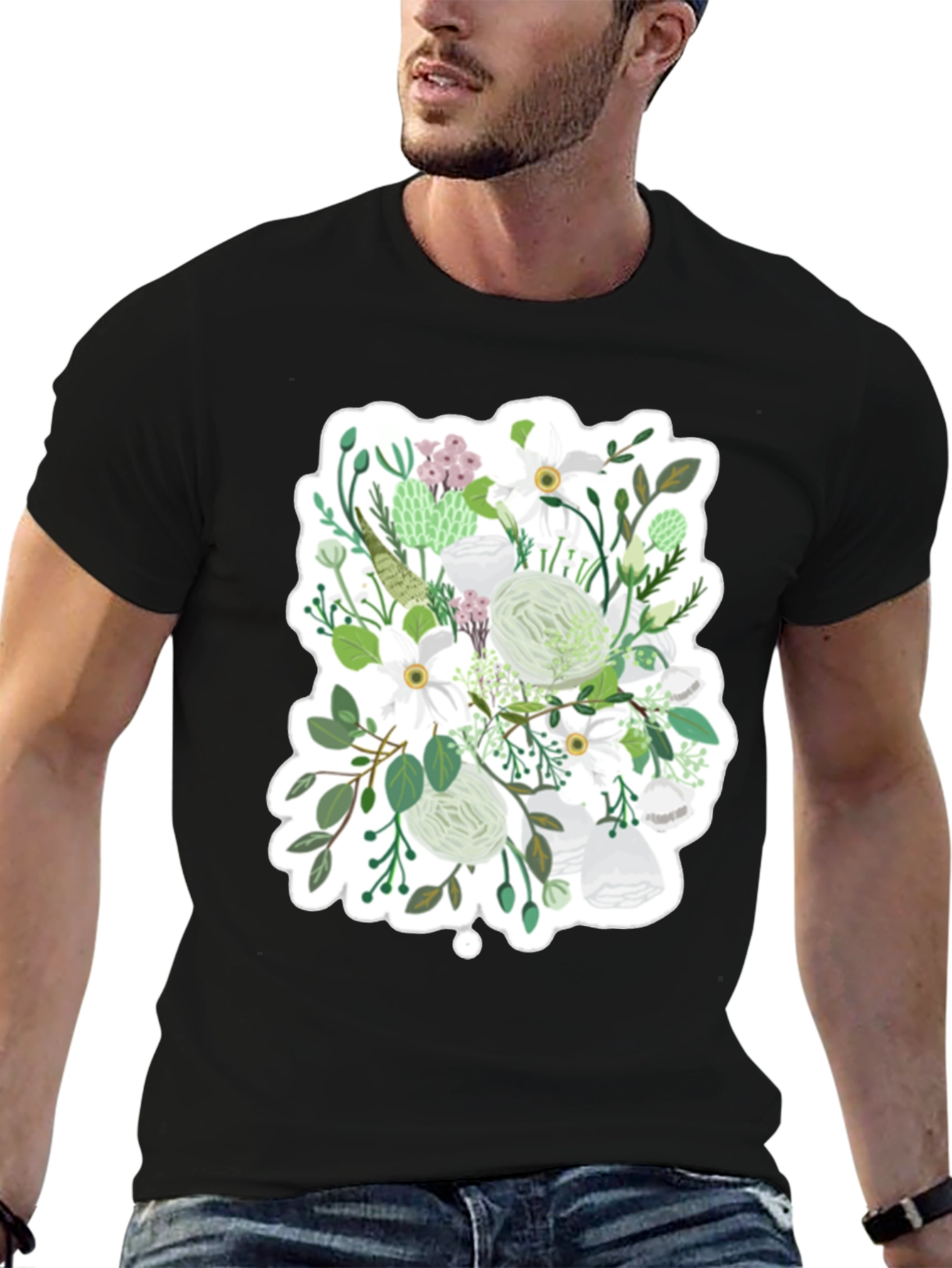 Floral Graphic Tee - White & Green