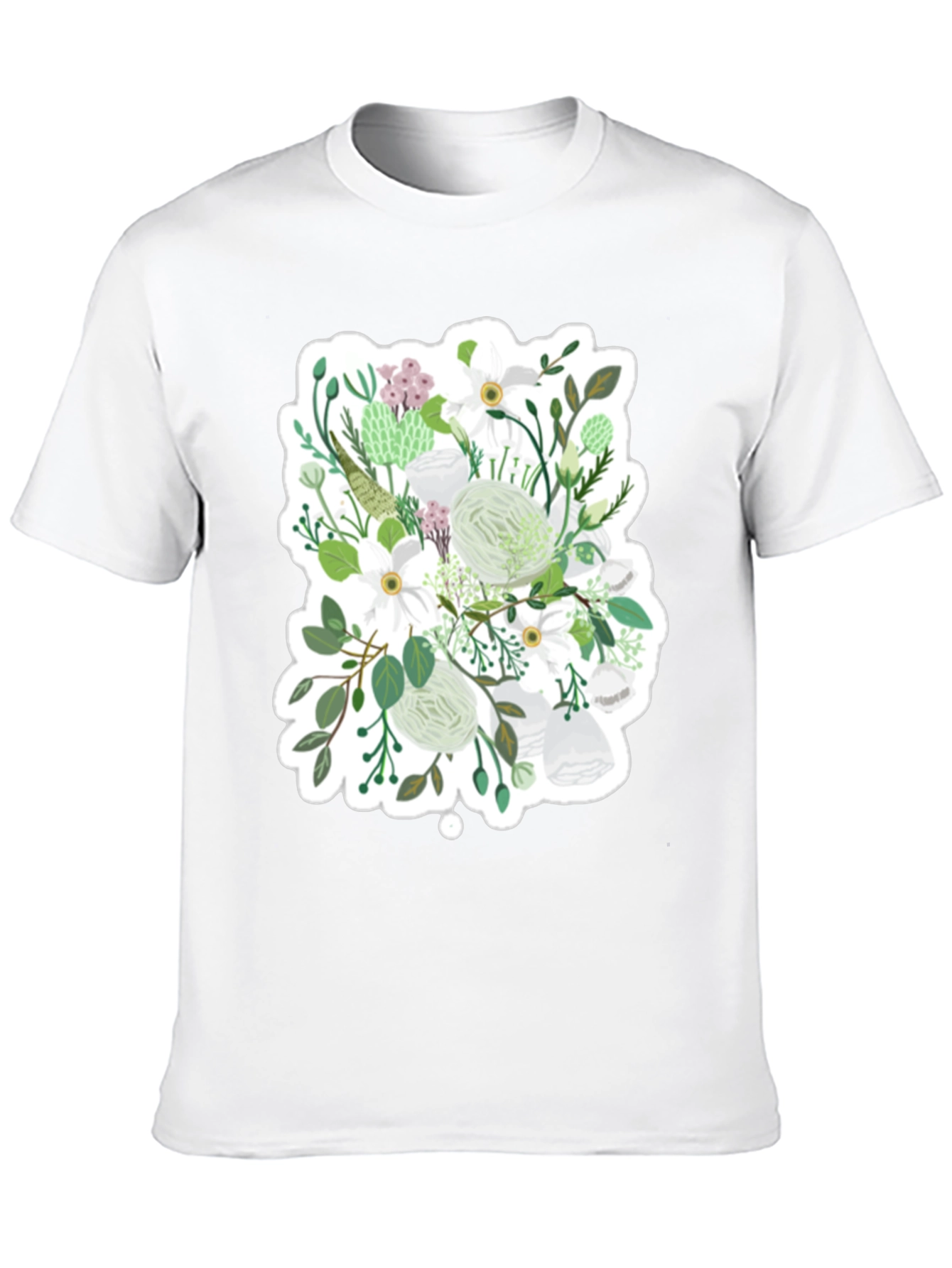 Floral Graphic Tee - White & Green