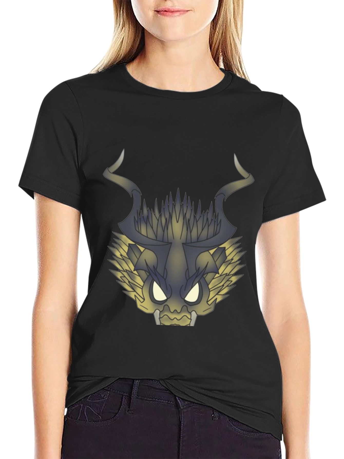 Graphic Dragon Tee - Black Cotton T-Shirt